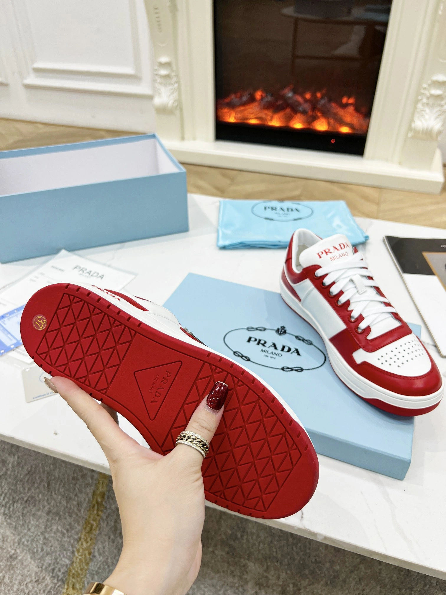 P*rada Top Sneakers Low CL 20230831- Popular 6416