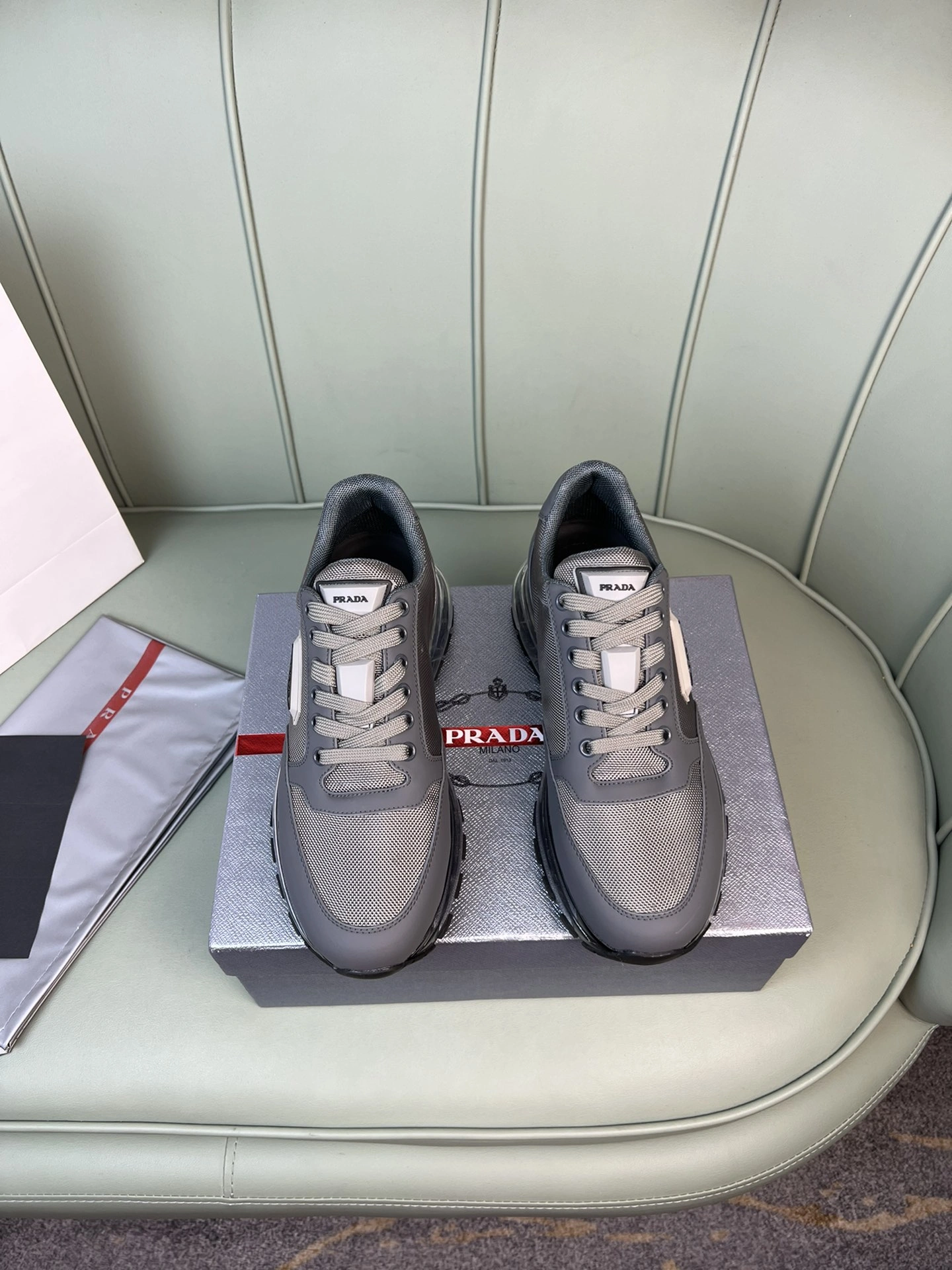 P*rada Top Sneakers Low CL 20230831- Bright 6466