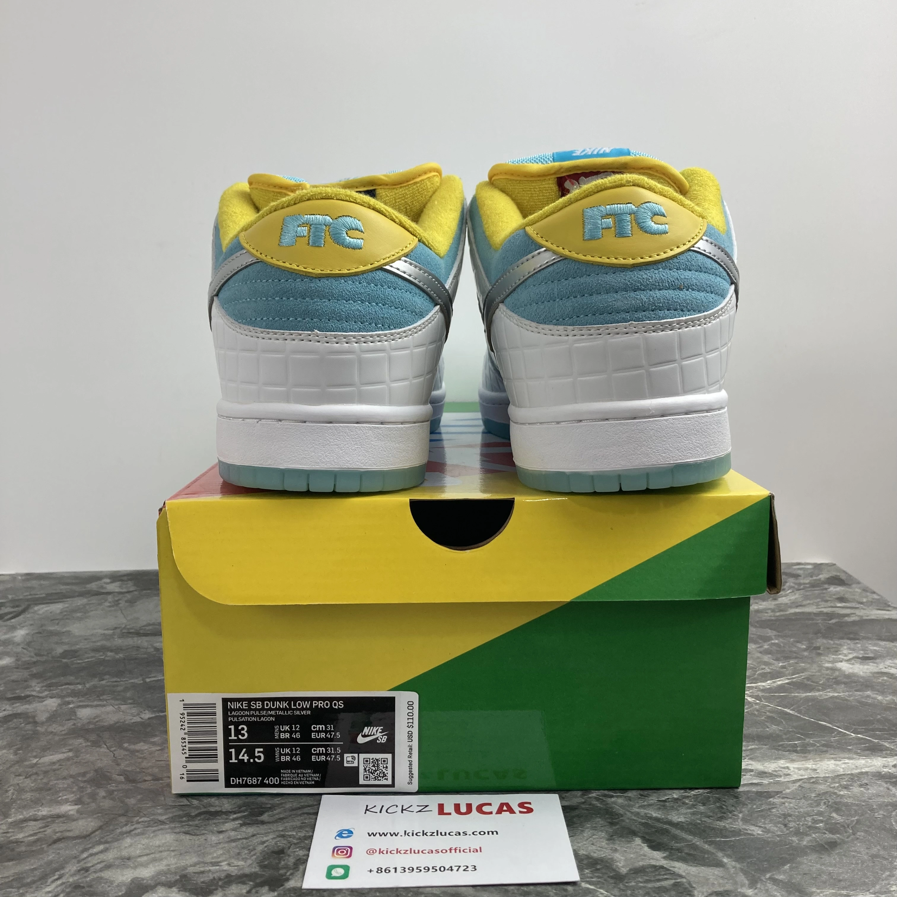 UrbanChic SB Dunk Low Pro FTC Lagoon Pulse DH7687- 566