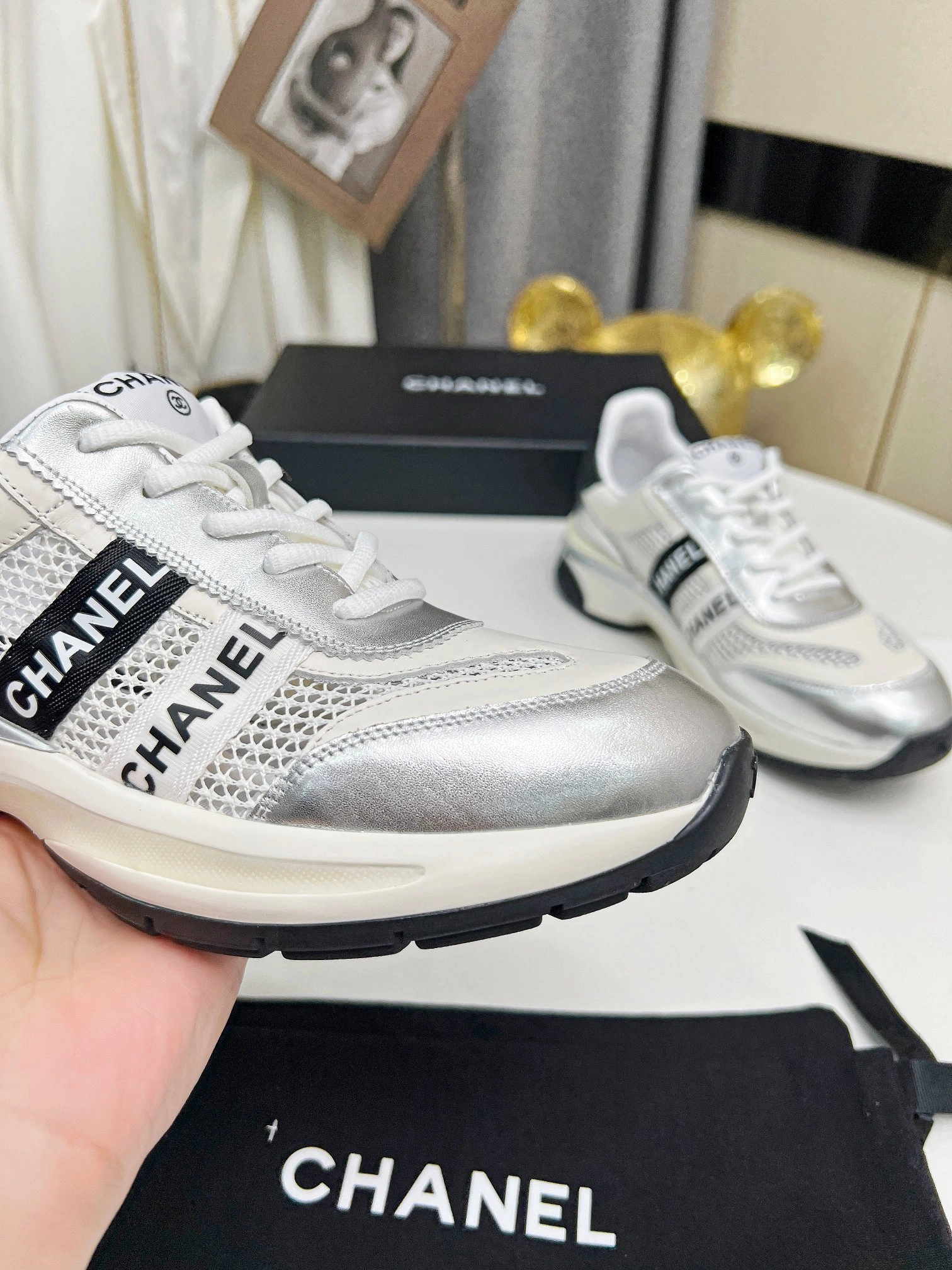 Women C*hanel Top Sneaker Low CP 20230607- Stretchable 6690