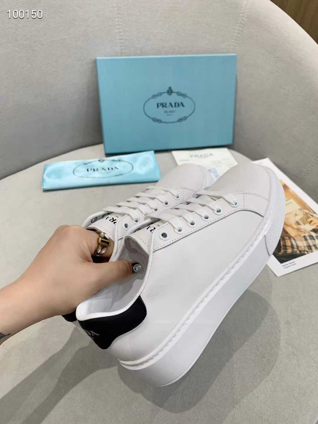 Comfortable Women P*rada Top Sneaker 6593