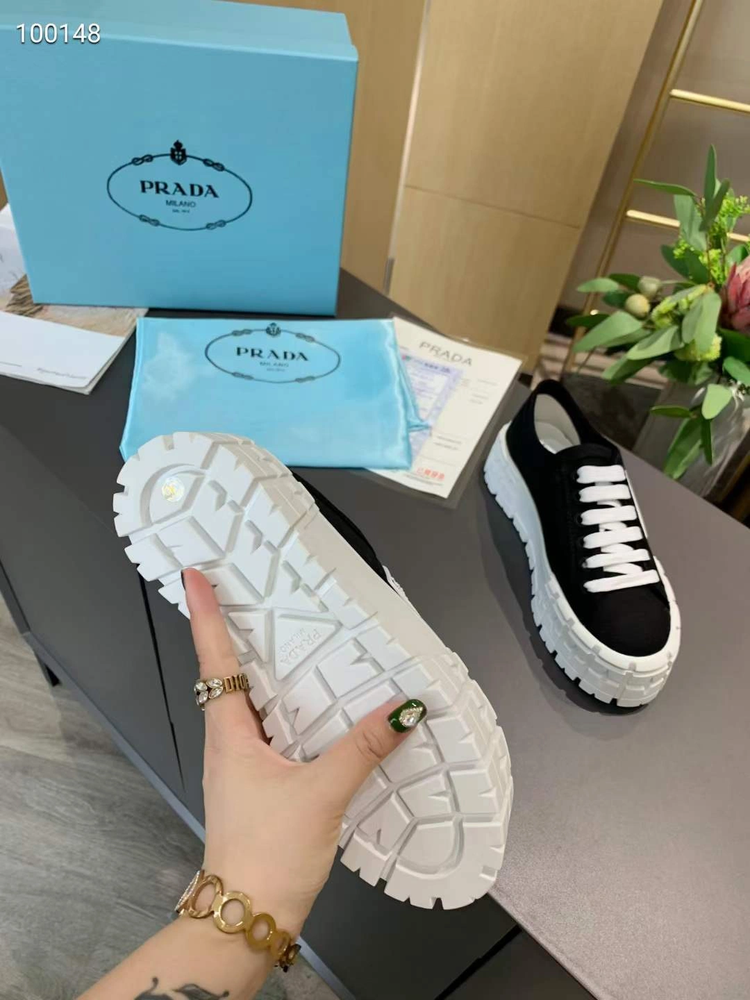 Comfortable Women P*rada Top Sneaker 6592