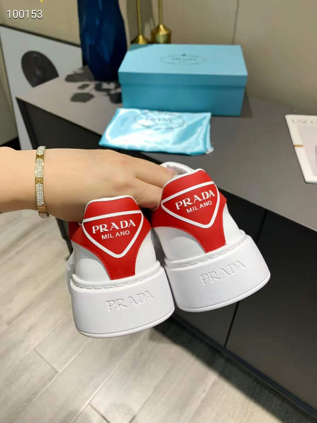 Comfortable Women P*rada Top Sneaker 6593