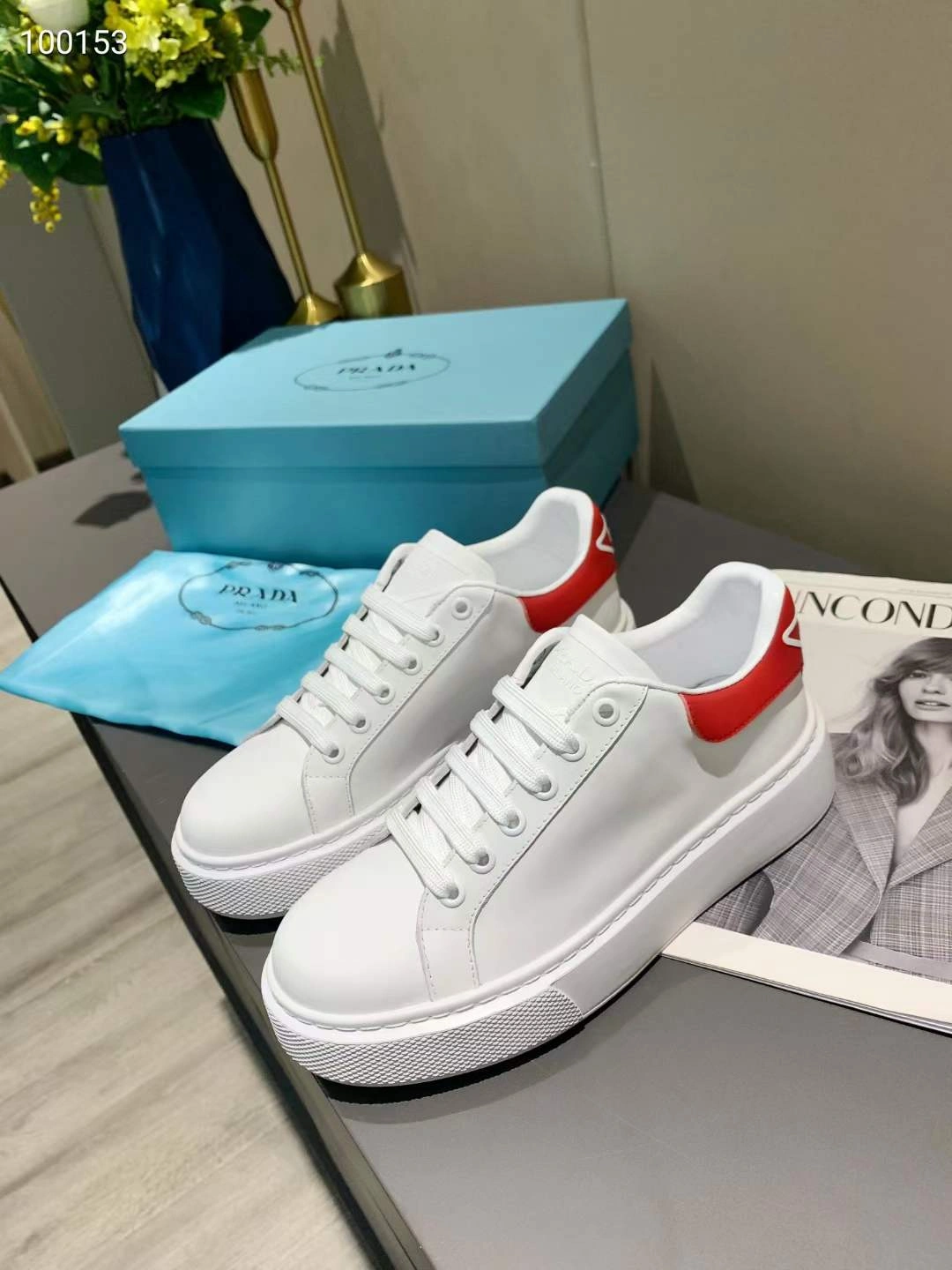 Comfortable Women P*rada Top Sneaker 6593