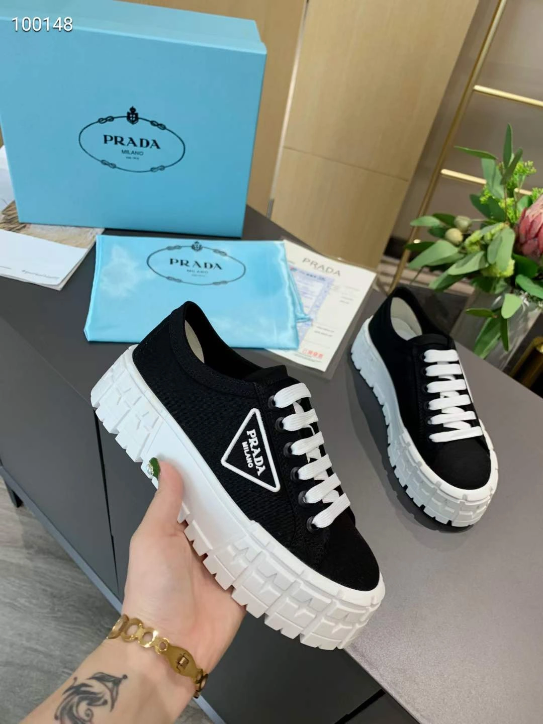 Comfortable Women P*rada Top Sneaker 6592