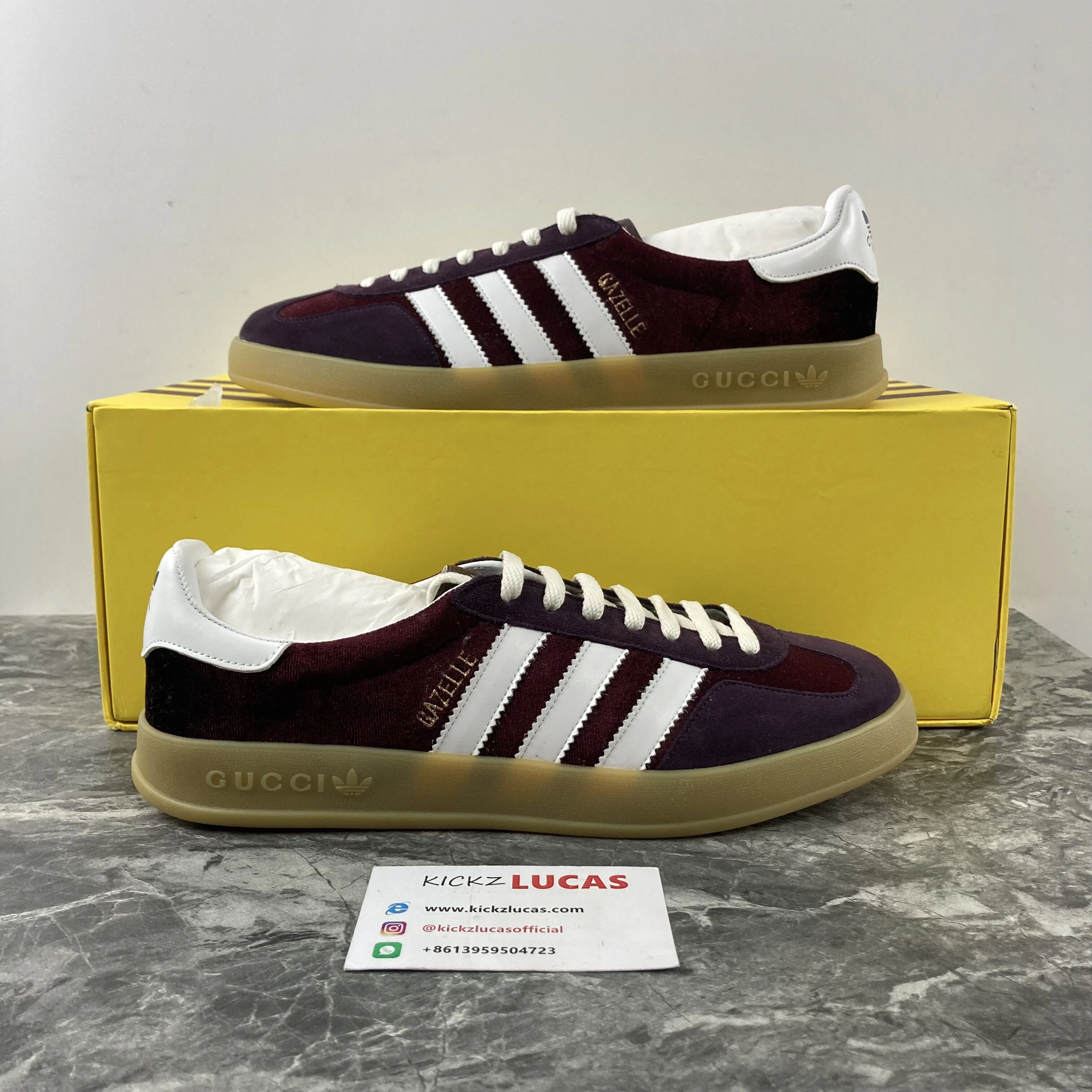a*didas x G*ucci Gazelle Burgundy Velvet 707848 9STU0 FreshLook 2805