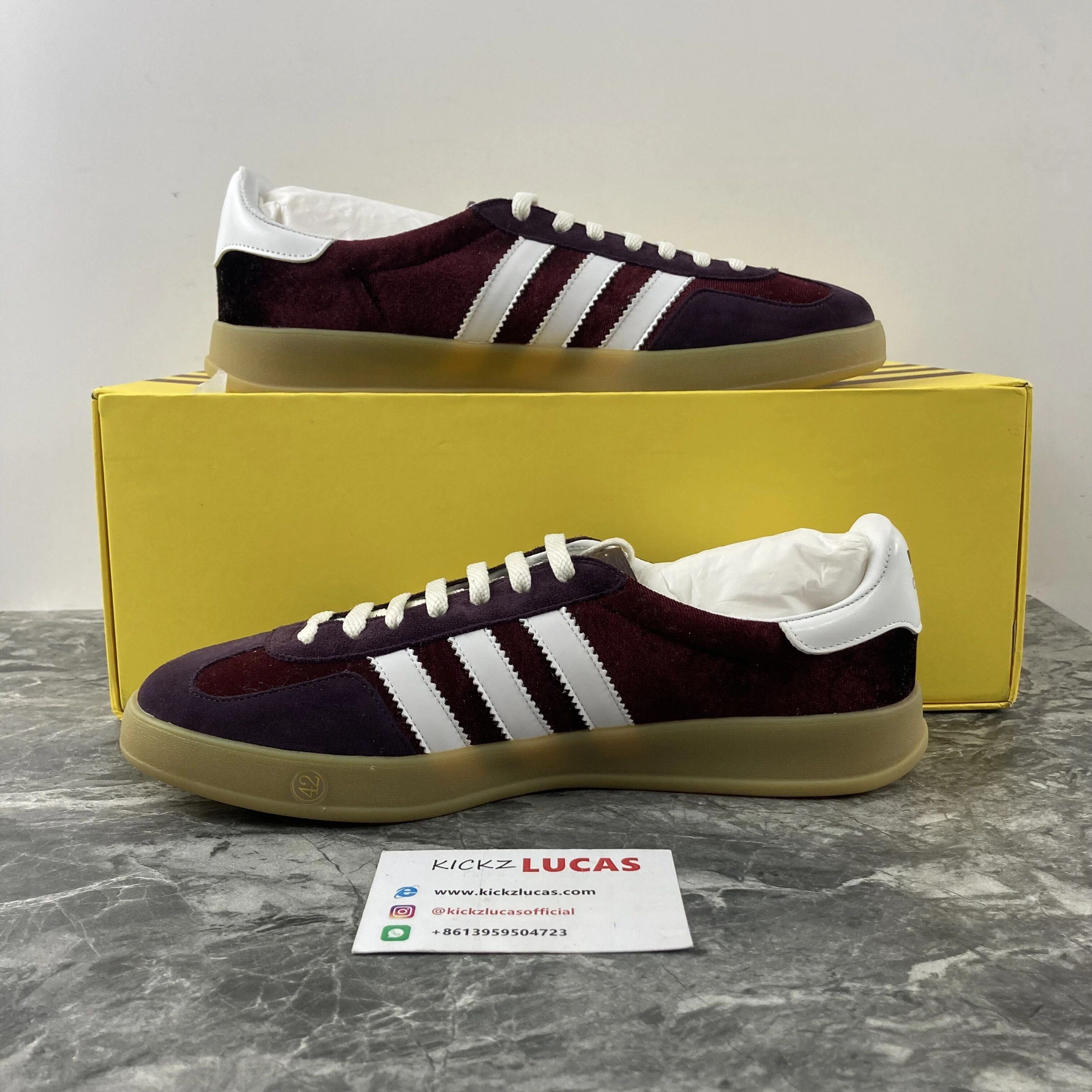 a*didas x G*ucci Gazelle Burgundy Velvet 707848 9STU0 FreshLook 2805