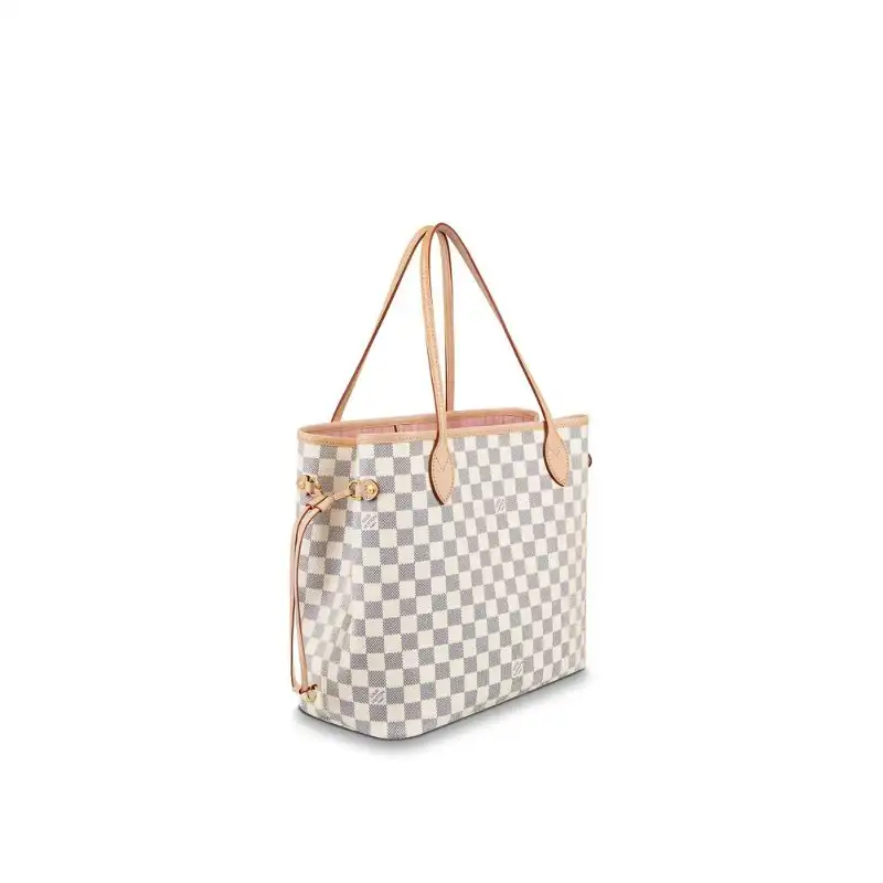 Cheap Louis Vuitton N41605 Neverfull MM Rose Ballerine Damier Azur Canvas