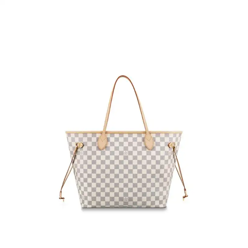 Cheap Louis Vuitton N41605 Neverfull MM Rose Ballerine Damier Azur Canvas