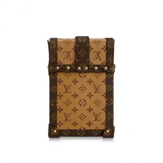 Affordable Louis Vuitton Vertical Trunk Pochette Brown M67873 Black M63913