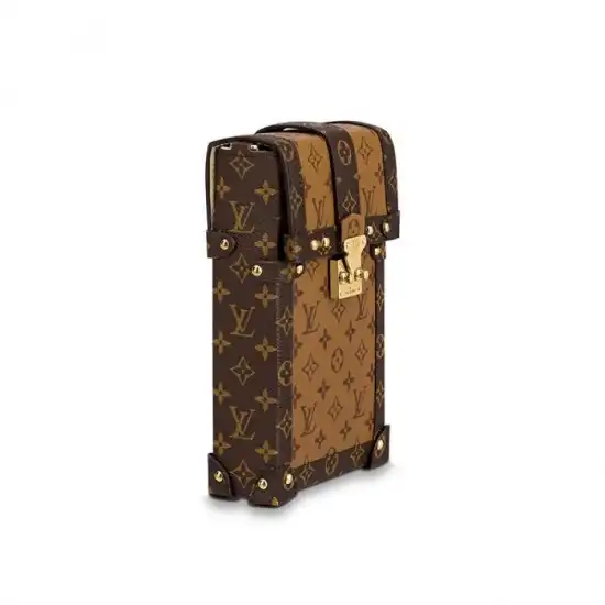 Affordable Louis Vuitton Vertical Trunk Pochette Brown M67873 Black M63913