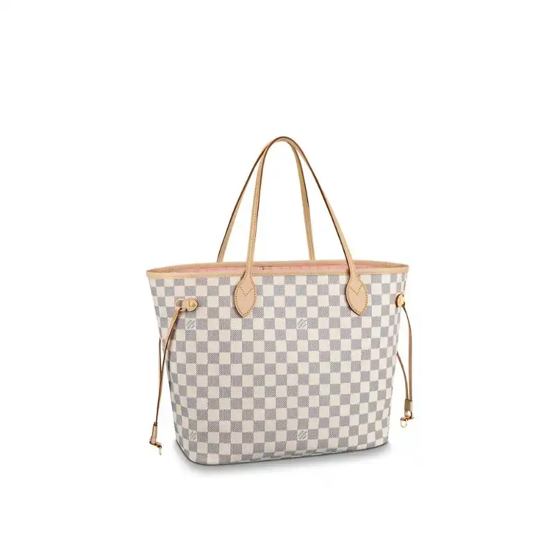 Cheap Louis Vuitton N41605 Neverfull MM Rose Ballerine Damier Azur Canvas