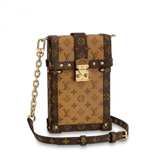 Affordable Louis Vuitton Vertical Trunk Pochette Brown M67873 Black M63913