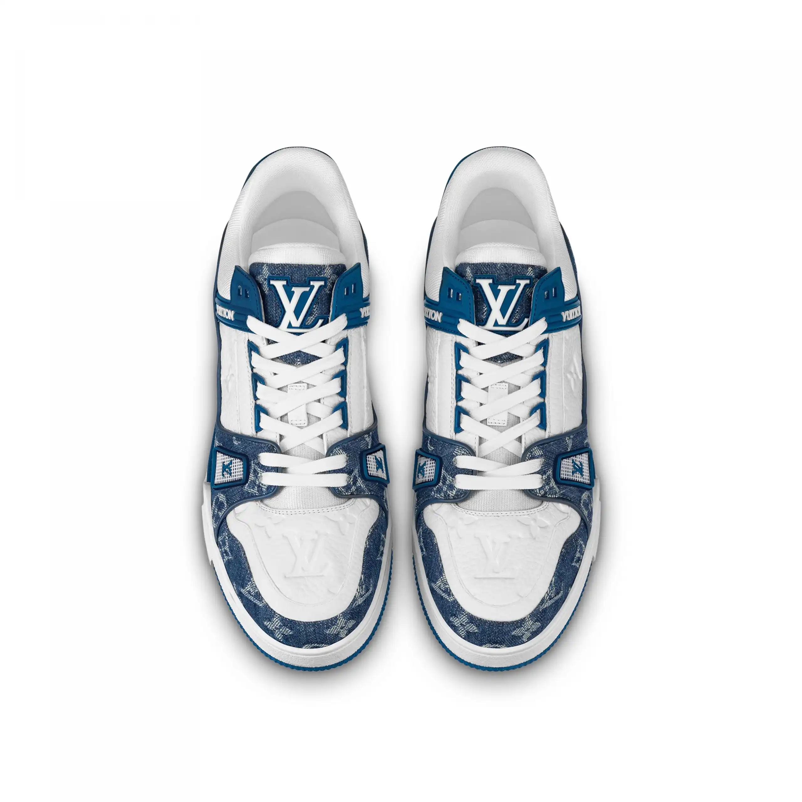 Cheap Louis Vuitton Trainer Sneaker Monogram Denim White Blue 1A9JH1