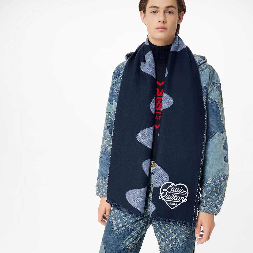 Lvlenka Louis Vuitton x Nigo MP3255 Monogram Drip Blue Scarf