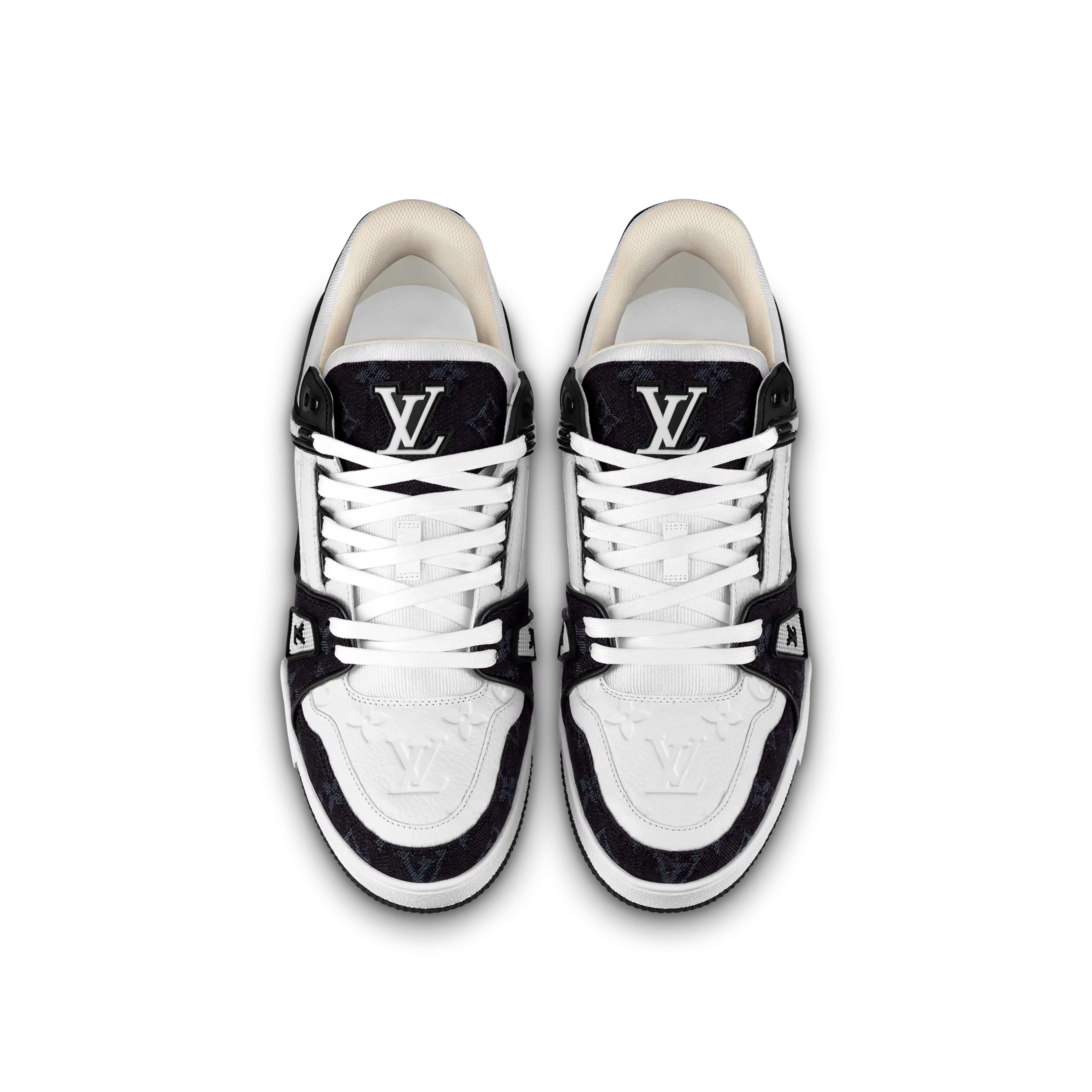 Affordable Louis Vuitton Trainer Sneaker Monogram Denim White Black 1A9JGF