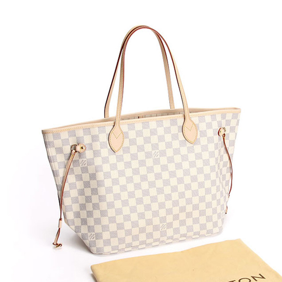 Lvlenka Louis Vuitton N51107 Neverfull MM Shoulder Bag Damier Azur Canvas