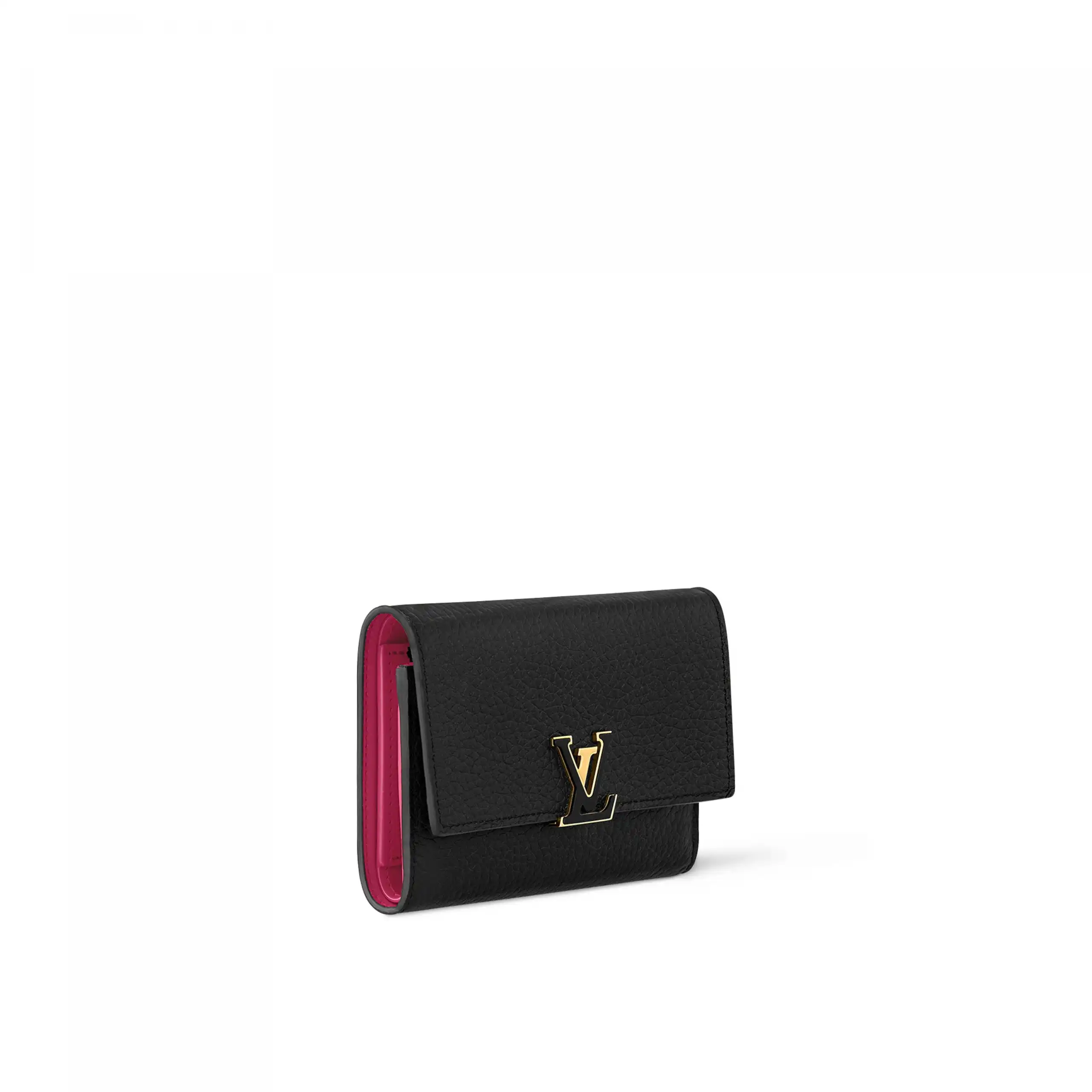 Affordable Louis Vuitton M62157 Capucines Compact Wallet Black Pink