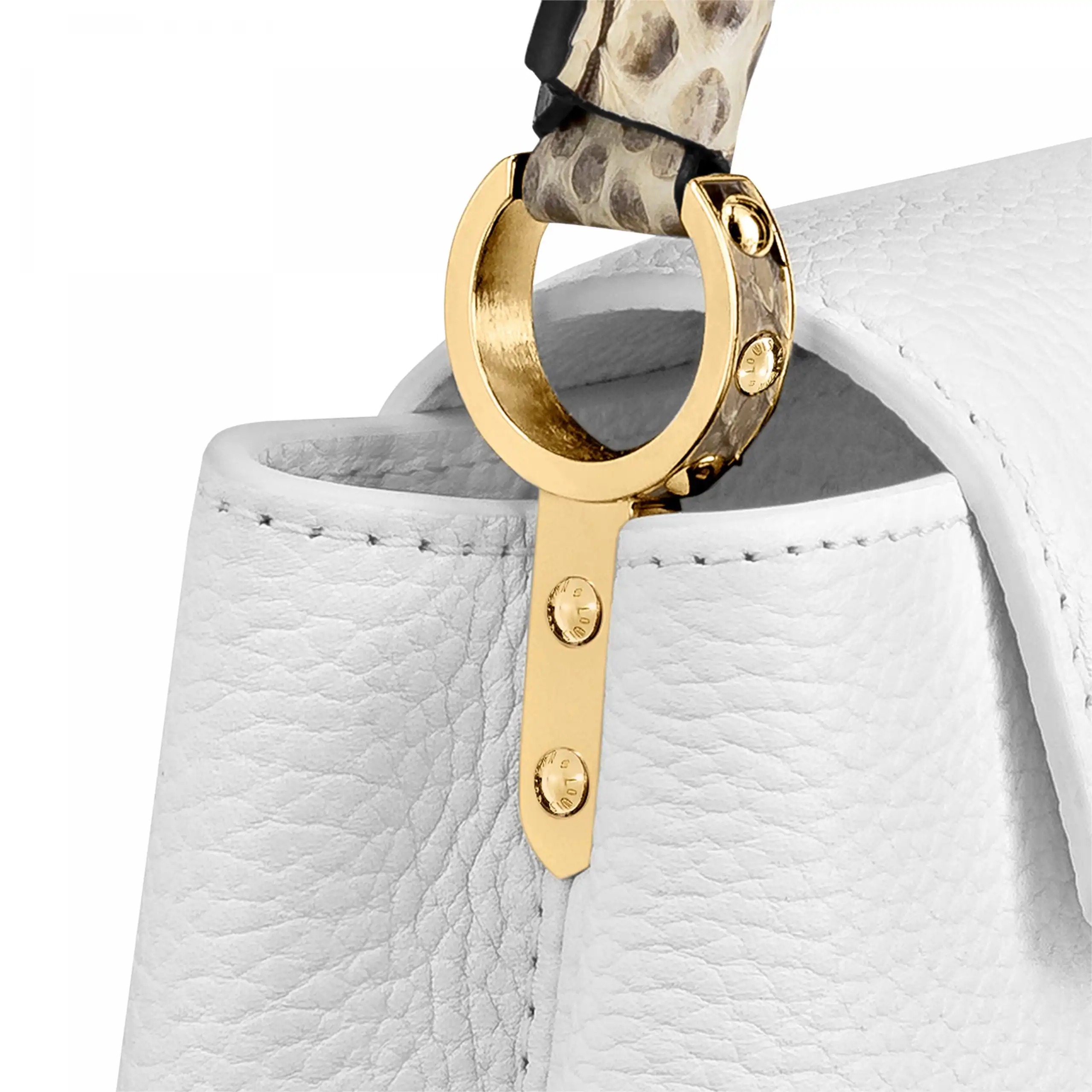 Affordable Louis Vuitton N98477 Capucines Mini Python Snow White