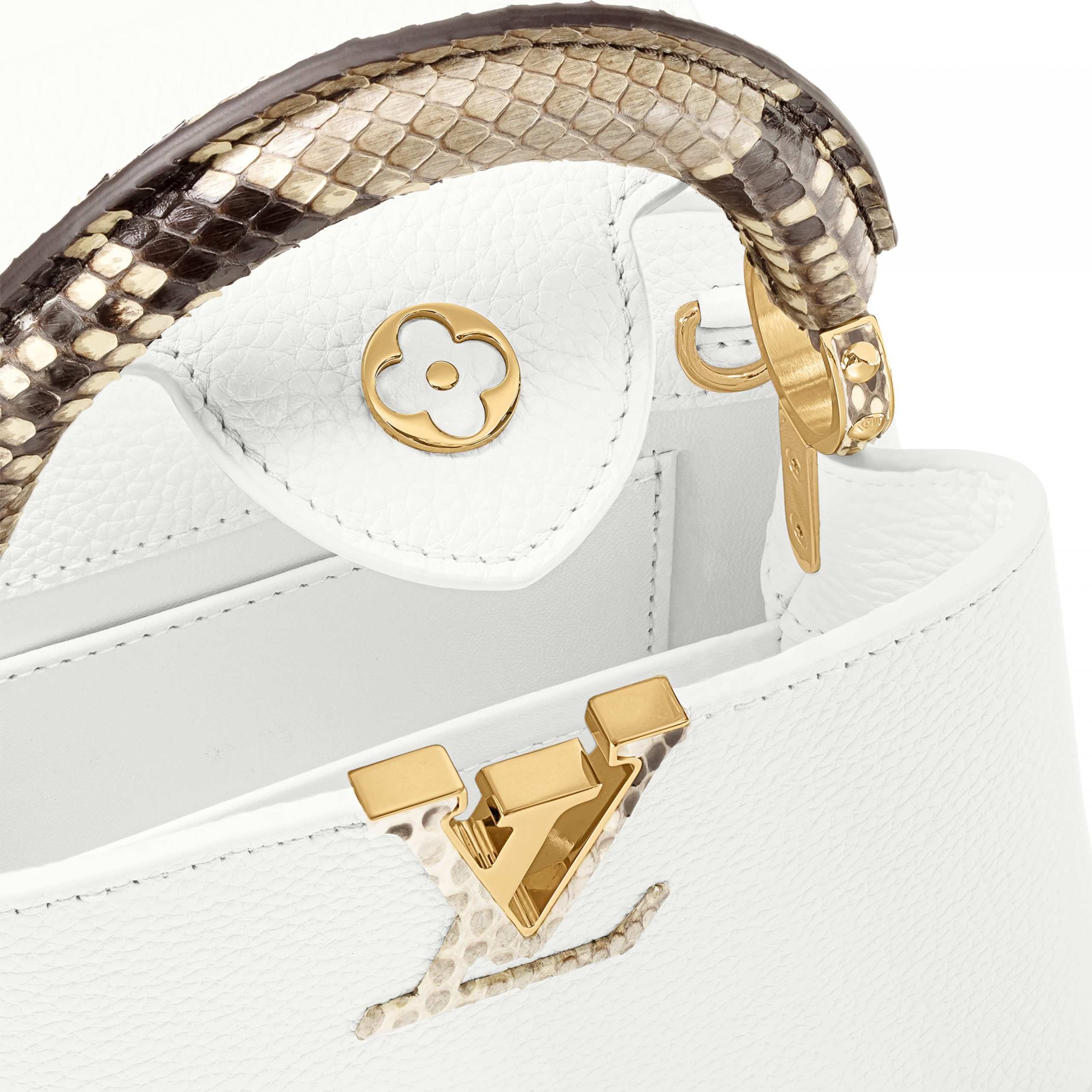 Lvlenka Louis Vuitton N98477 Capucines Mini Python Snow White