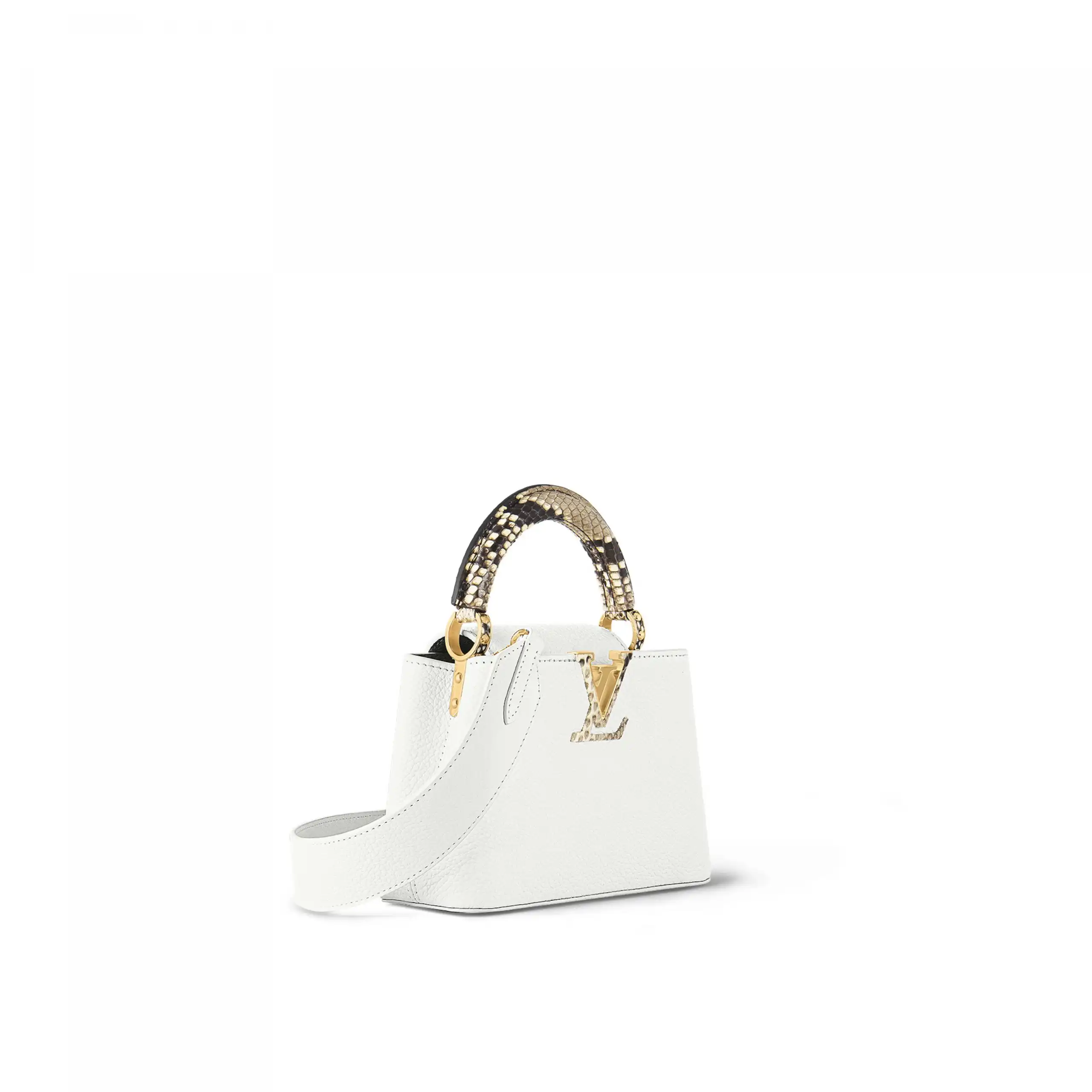 Affordable Louis Vuitton N98477 Capucines Mini Python Snow White