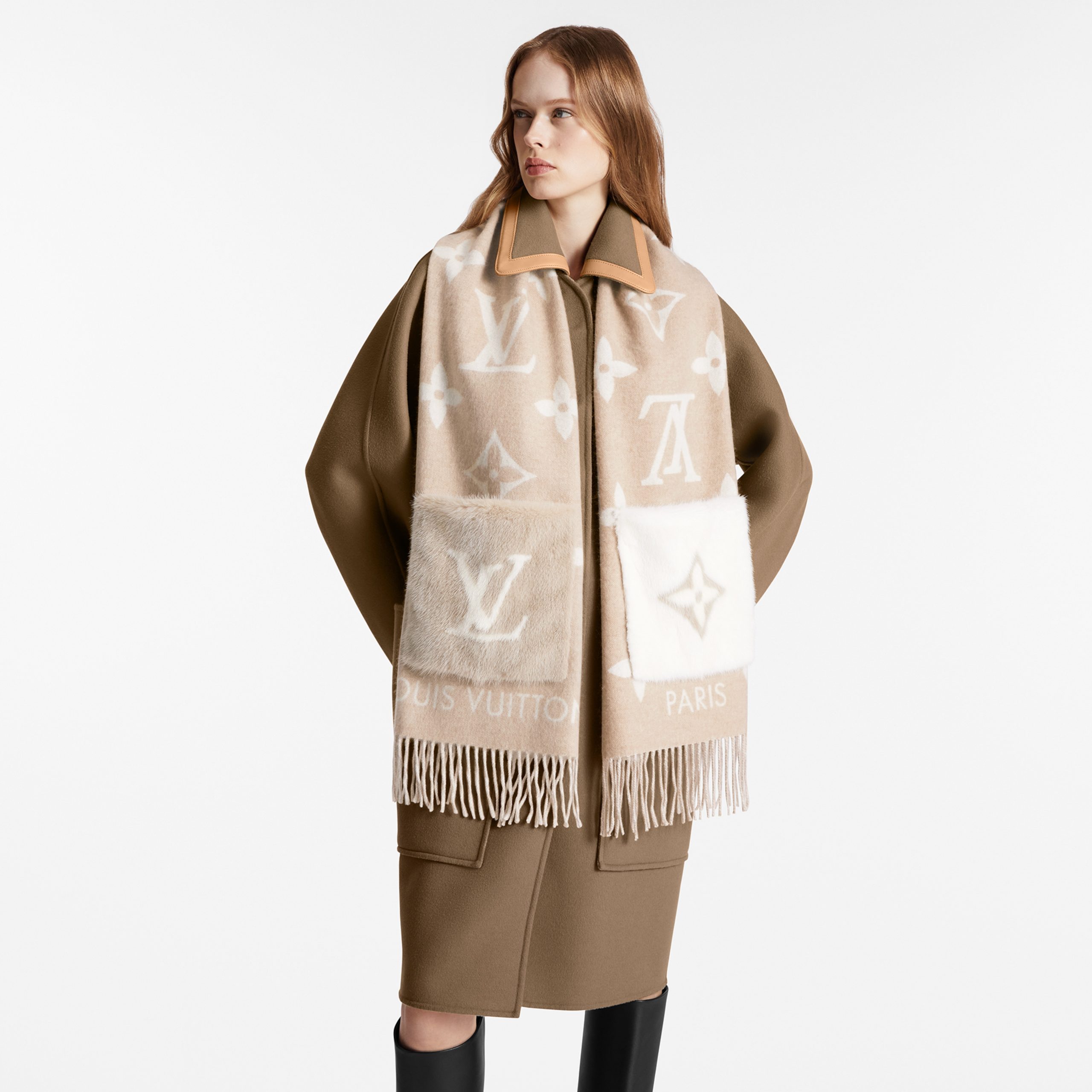 Lvlenka Louis Vuitton M74354 Cold Reykjavik Beige Scarf