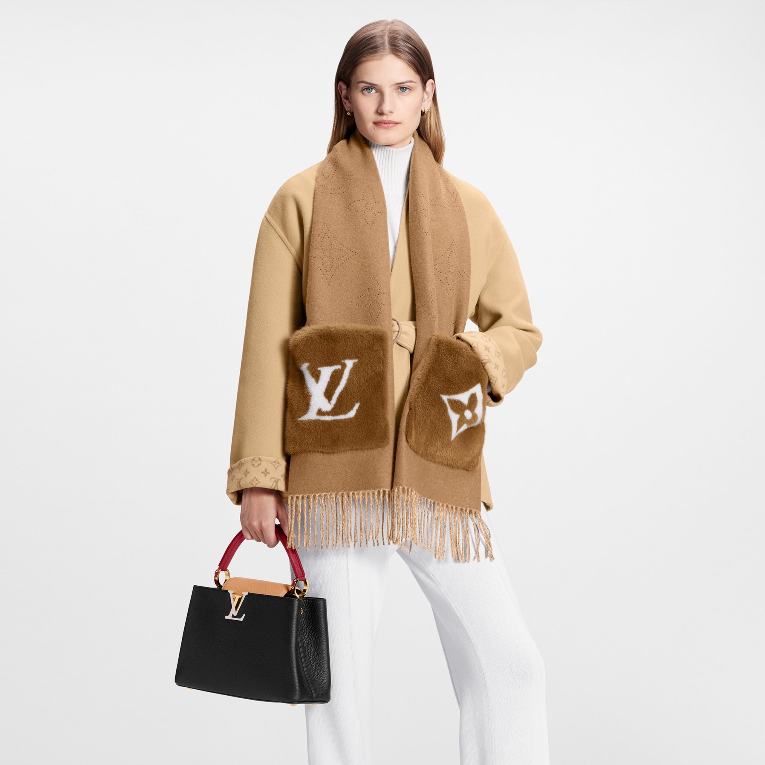 Lvlenka Louis Vuitton M77736 LV Cosy Mink Fur Collection Beige Scarf