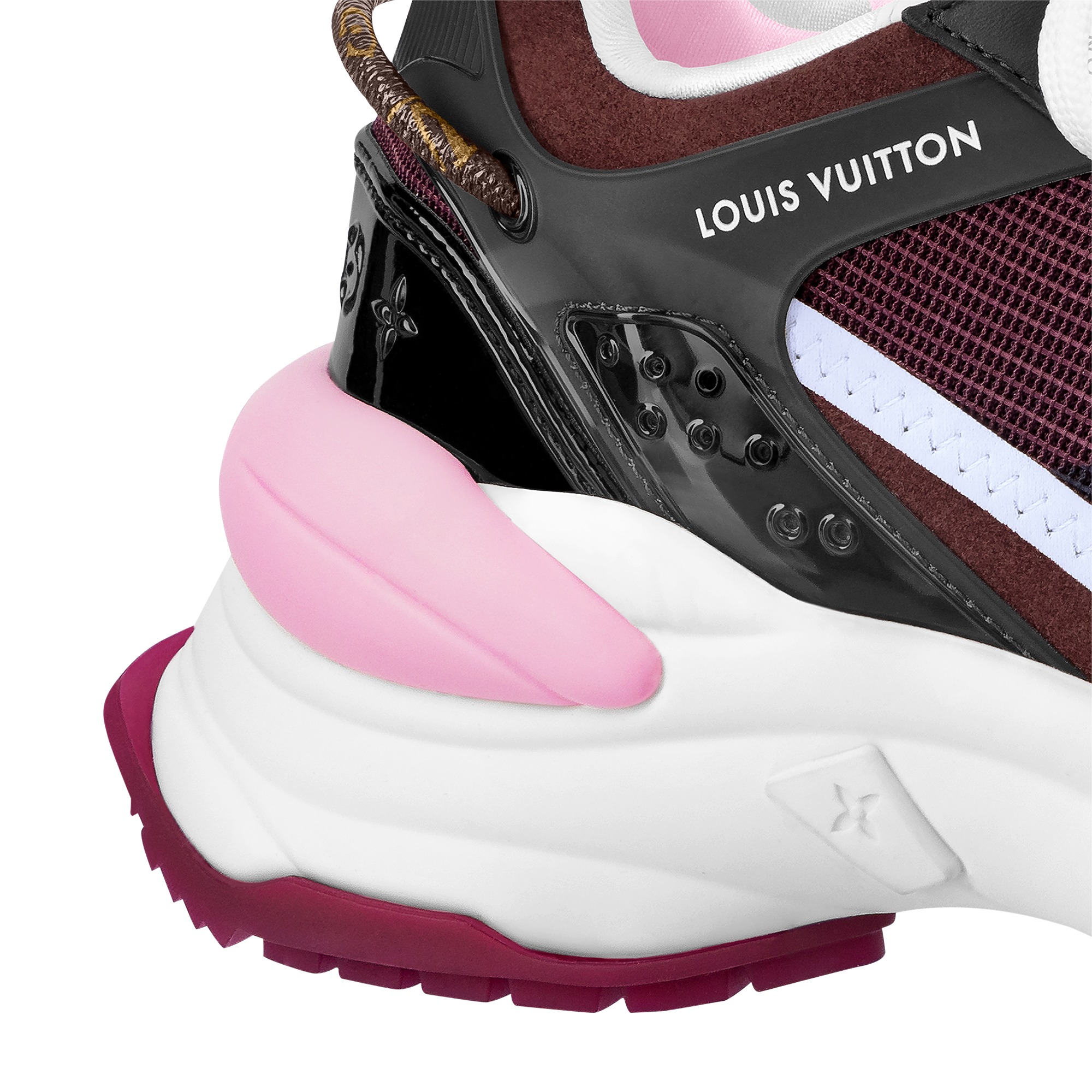 Lvlenka Louis Vuitton LV Run 55 Sneaker Monogram Flower Bordeaux Red 1A9H59