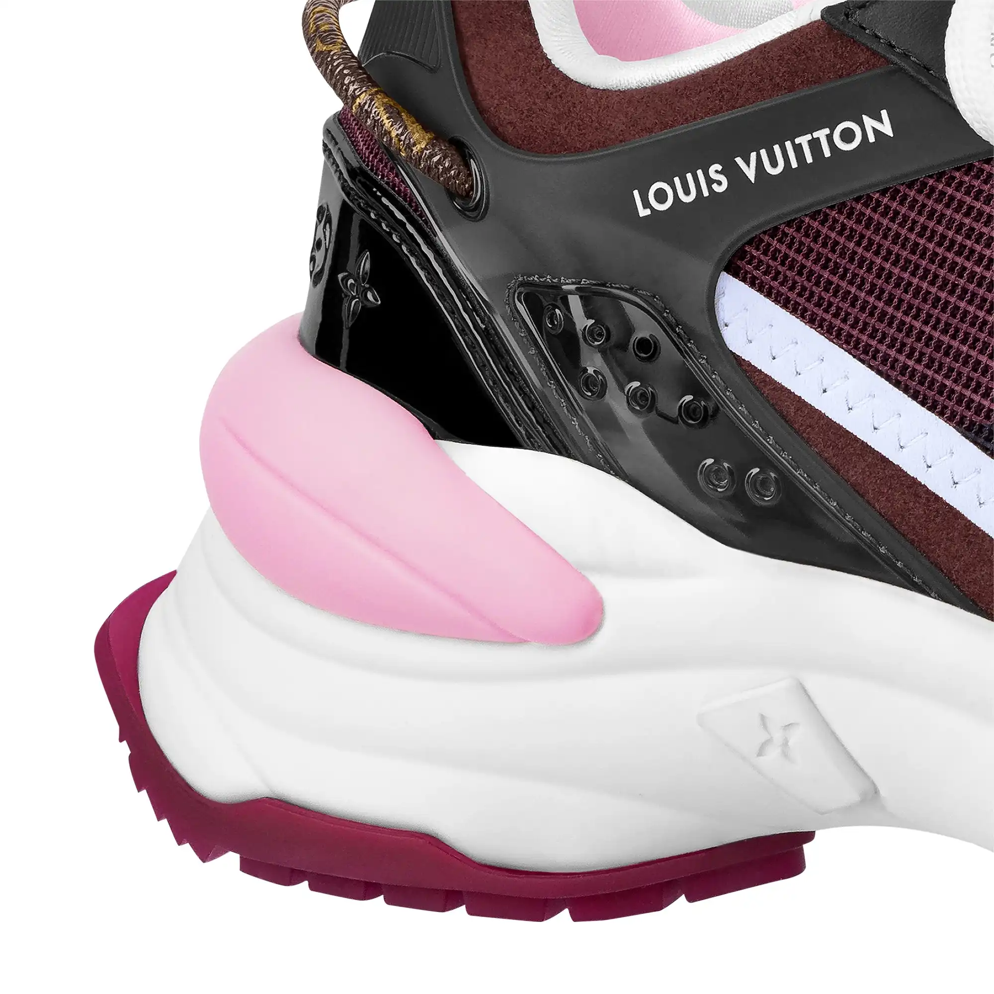 Cheap Louis Vuitton LV Run 55 Sneaker Monogram Flower Bordeaux Red 1A9H59