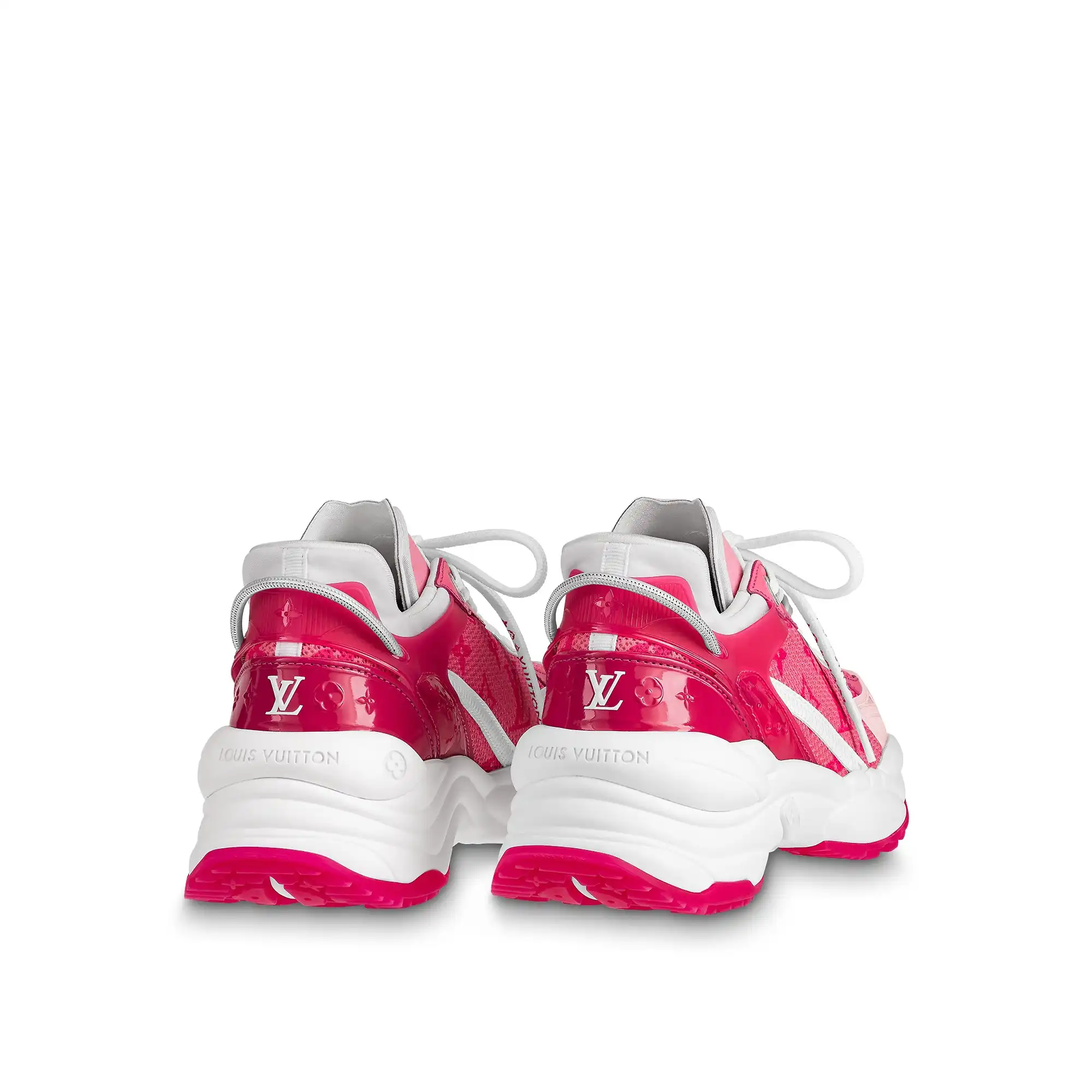 Affordable Louis Vuitton LV Run 55 Sneaker Monogram Flowers Pink 1AB3C8