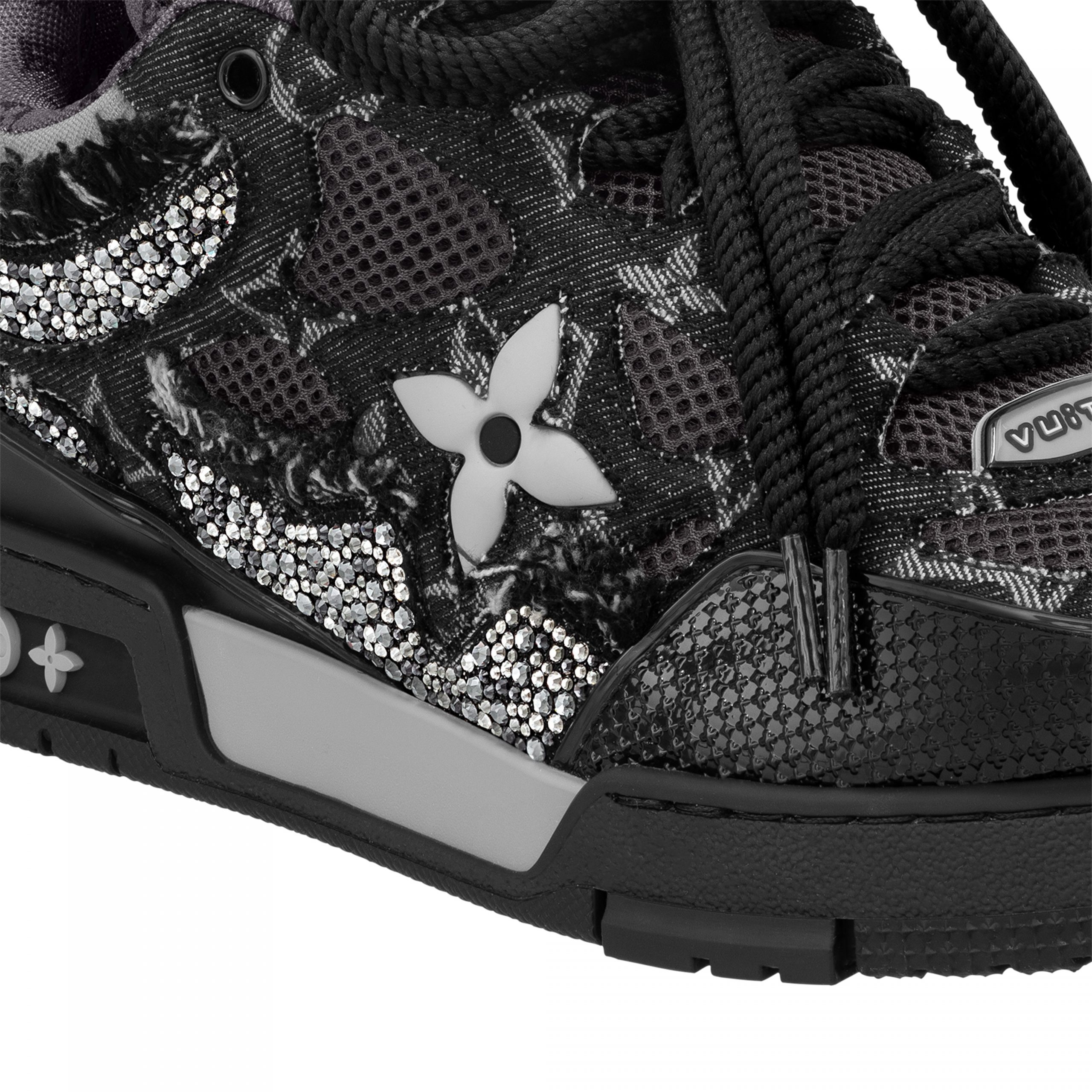 Lvlenka Louis Vuitton LV Skate Sneaker Swarovski Crystals Monogram Denim Black 1ABMHZ