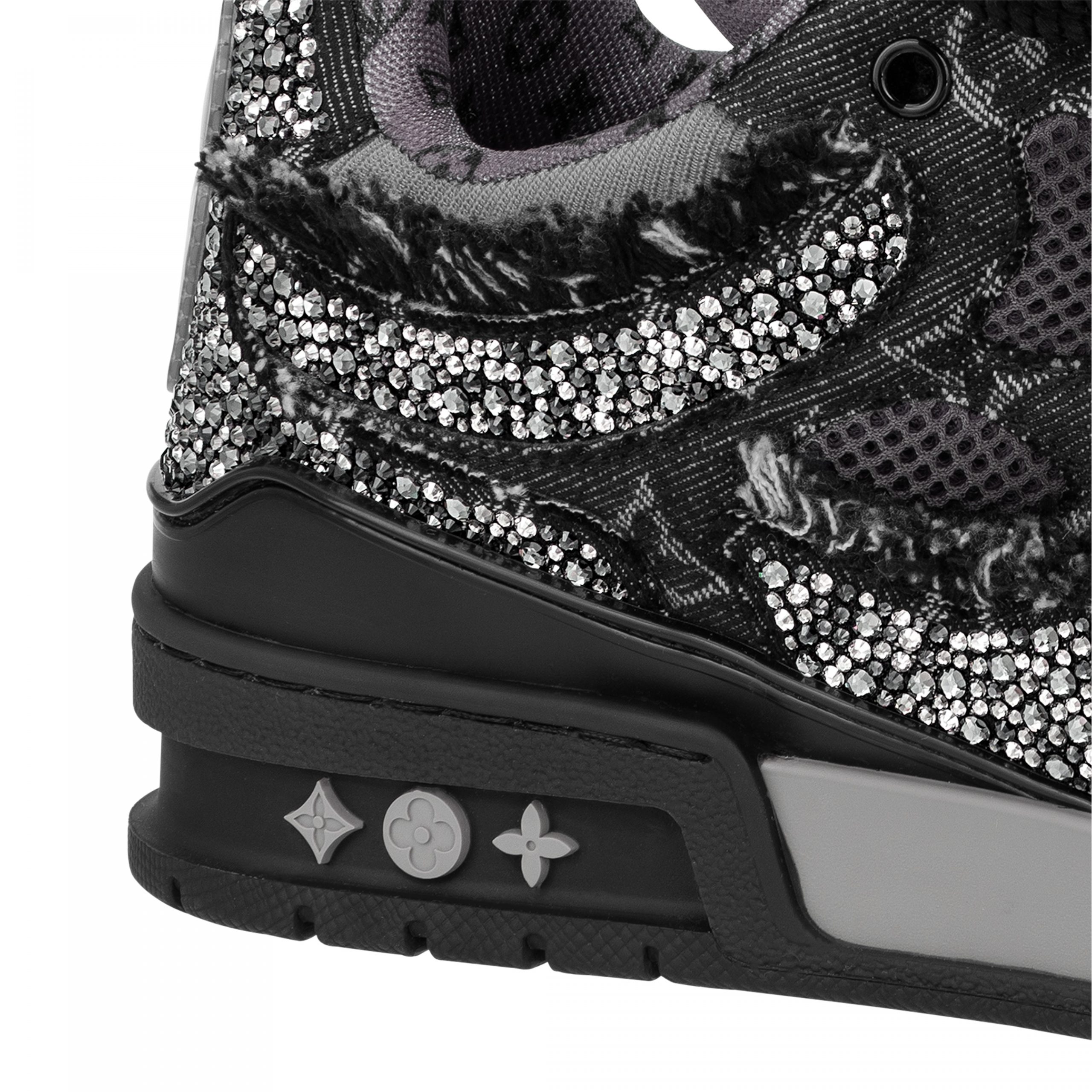 Lvlenka Louis Vuitton LV Skate Sneaker Swarovski Crystals Monogram Denim Black 1ABMHZ