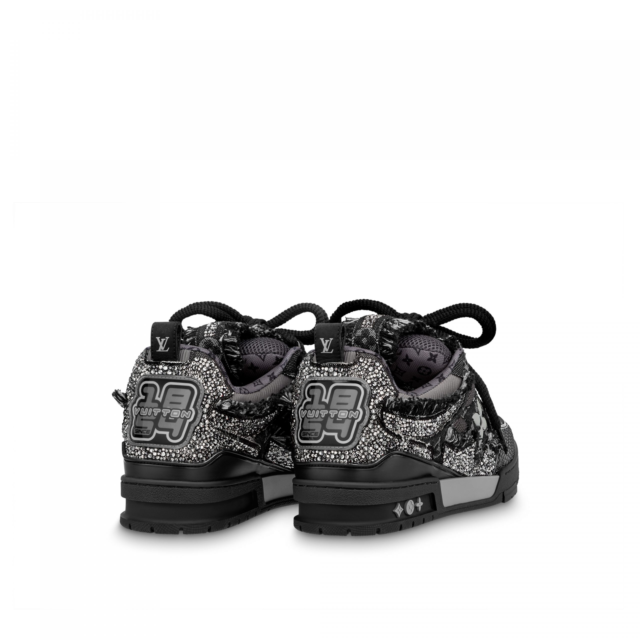 Lvlenka Louis Vuitton LV Skate Sneaker Swarovski Crystals Monogram Denim Black 1ABMHZ