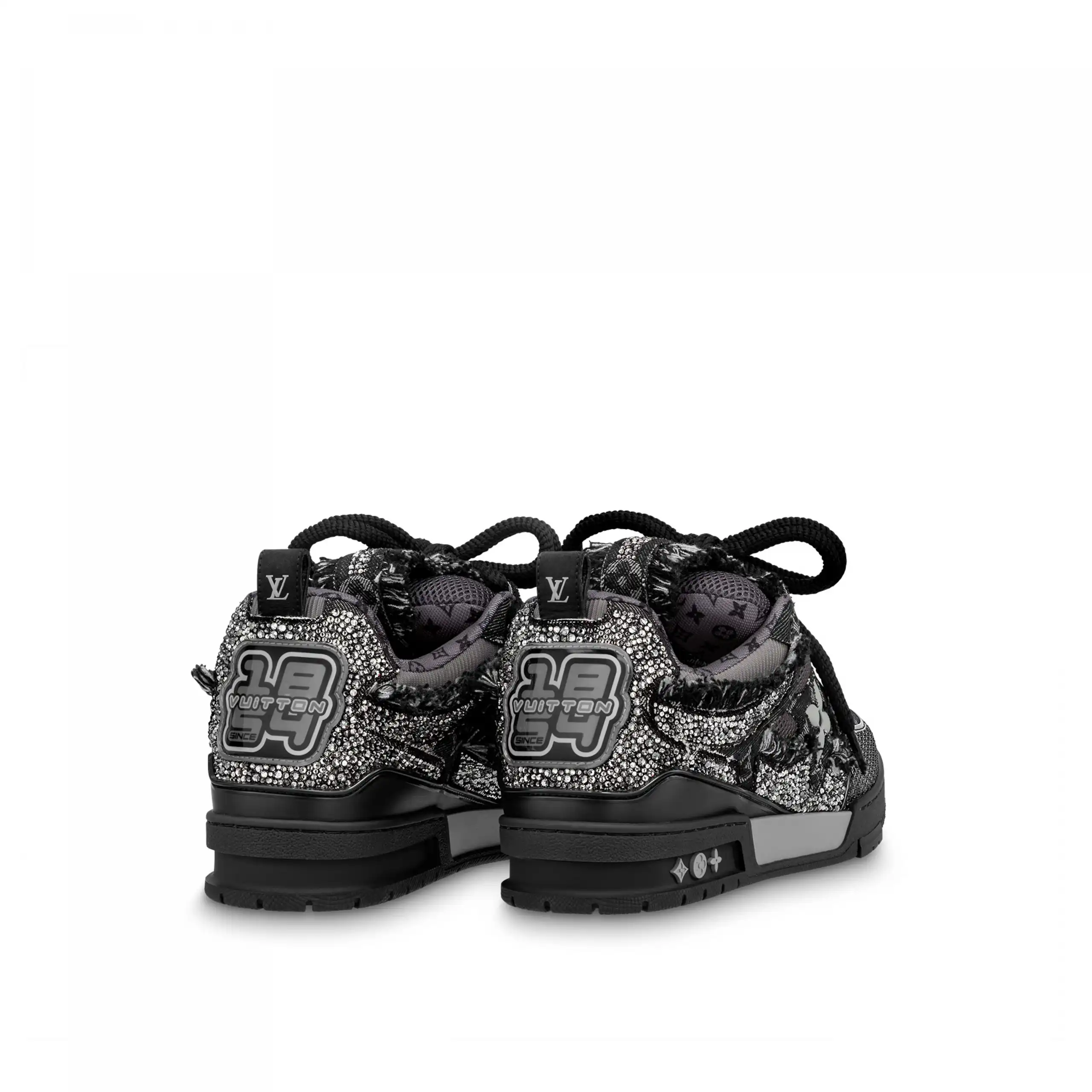 Affordable Louis Vuitton LV Skate Sneaker Swarovski Crystals Monogram Denim Black 1ABMHZ