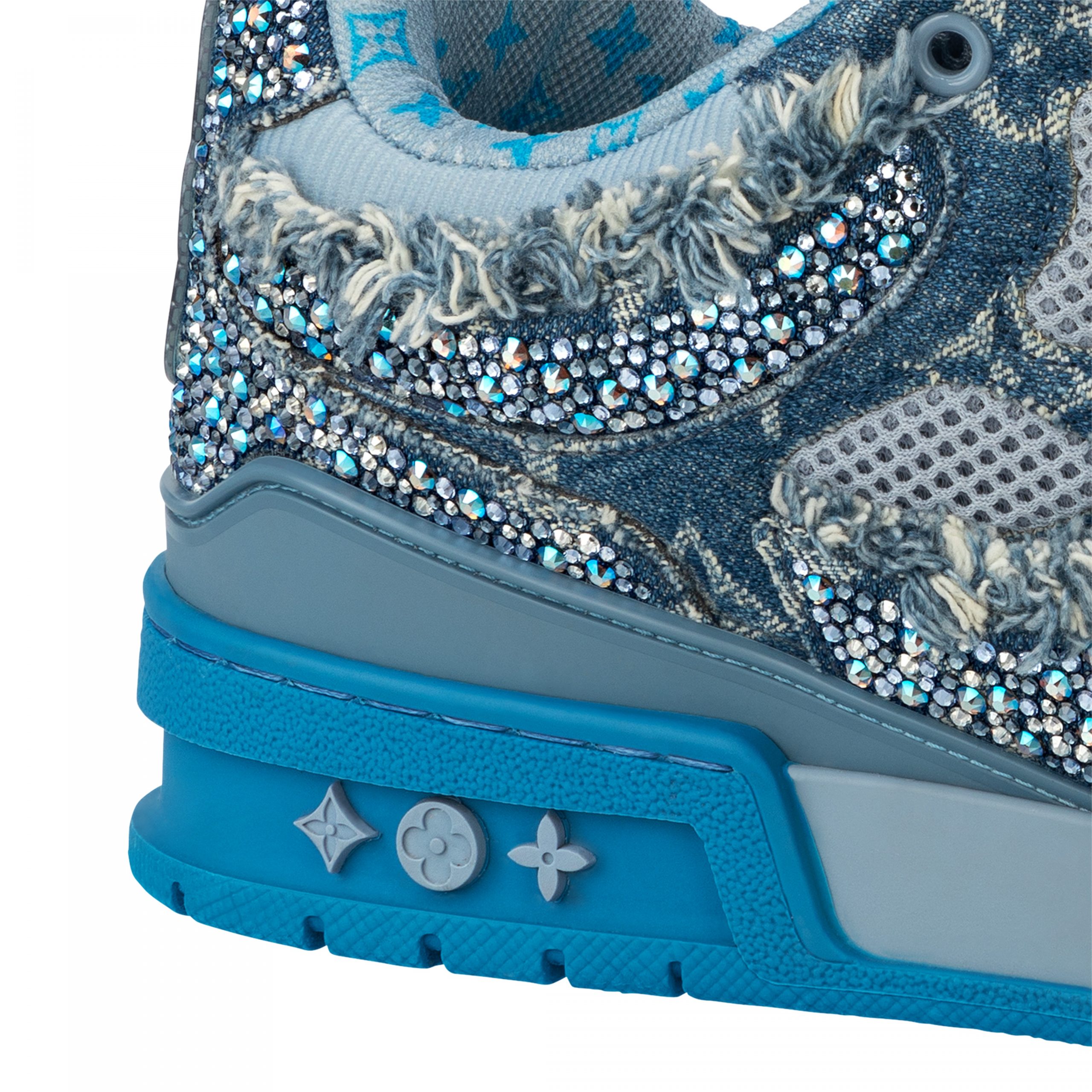 Lvlenka Louis Vuitton LV Skate Sneaker Swarovski Crystals Monogram Denim Blue 1ABMHF