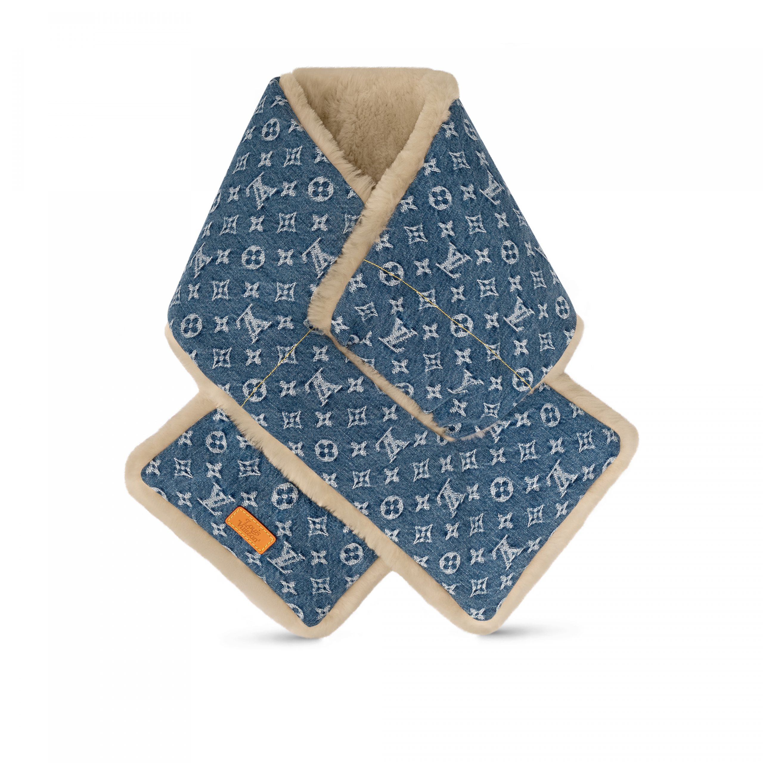 Lvlenka Louis Vuitton MP2703 Blue Shearling Denim Scarf