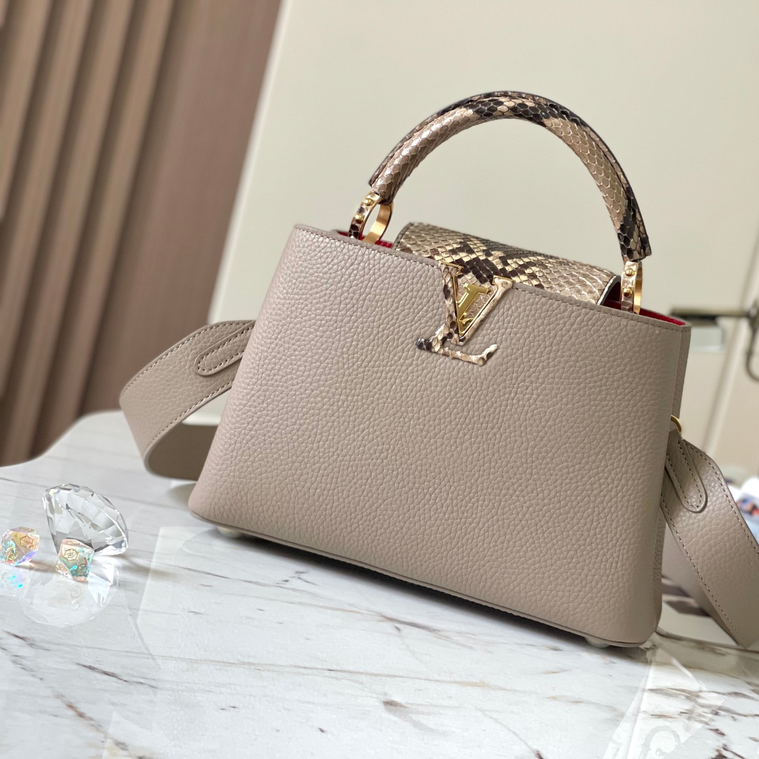 Lvlenka Louis Vuitton N82068 Capucines BB Steeple Gray