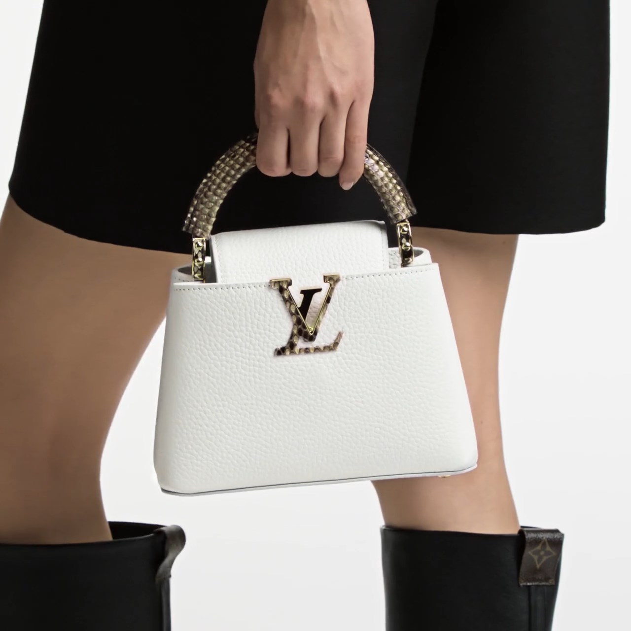 Lvlenka Louis Vuitton N98477 Capucines Mini Python Snow White