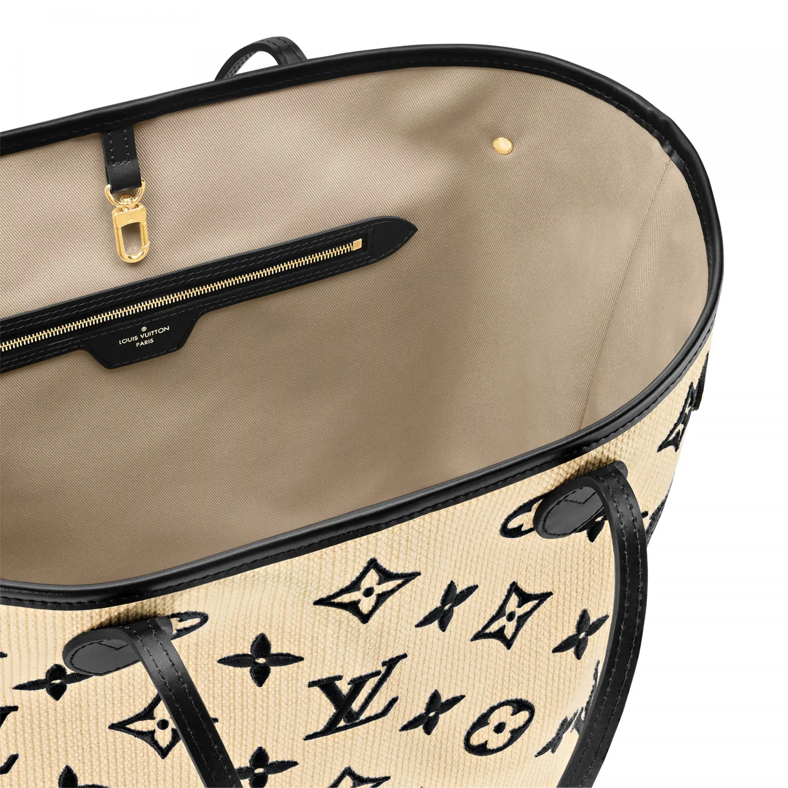 Cheap Louis Vuitton M22838 Neverfull MM Lotus cotton Black Beige