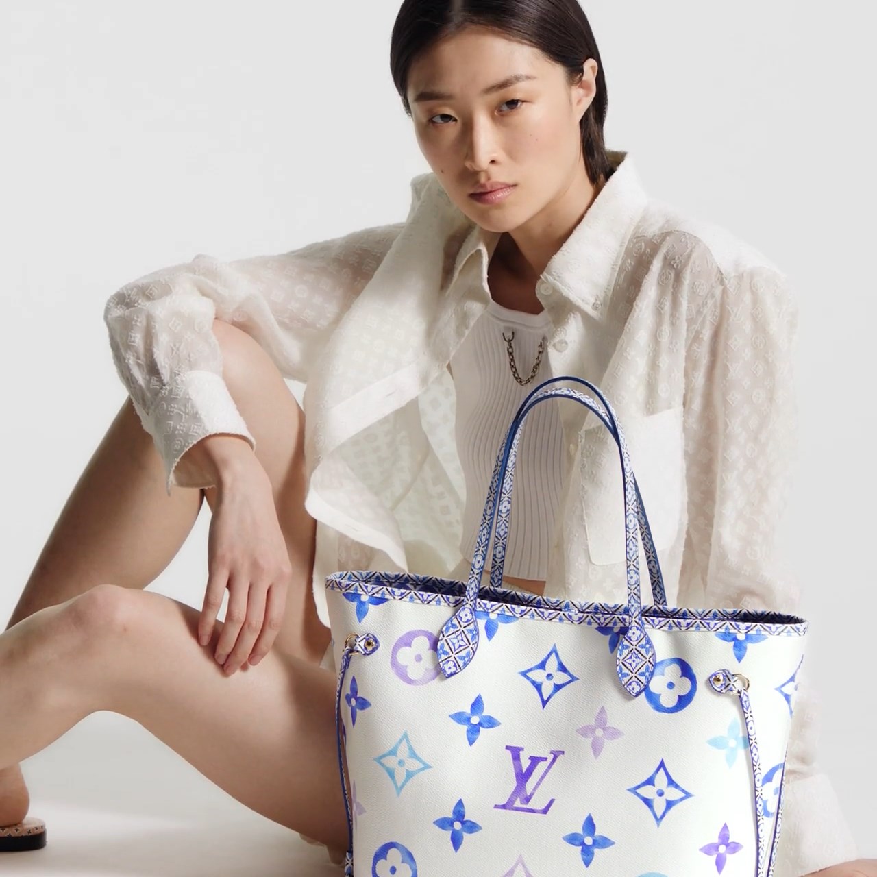 Lvlenka Louis Vuitton M22979 Neverfull MM Blue Monogram