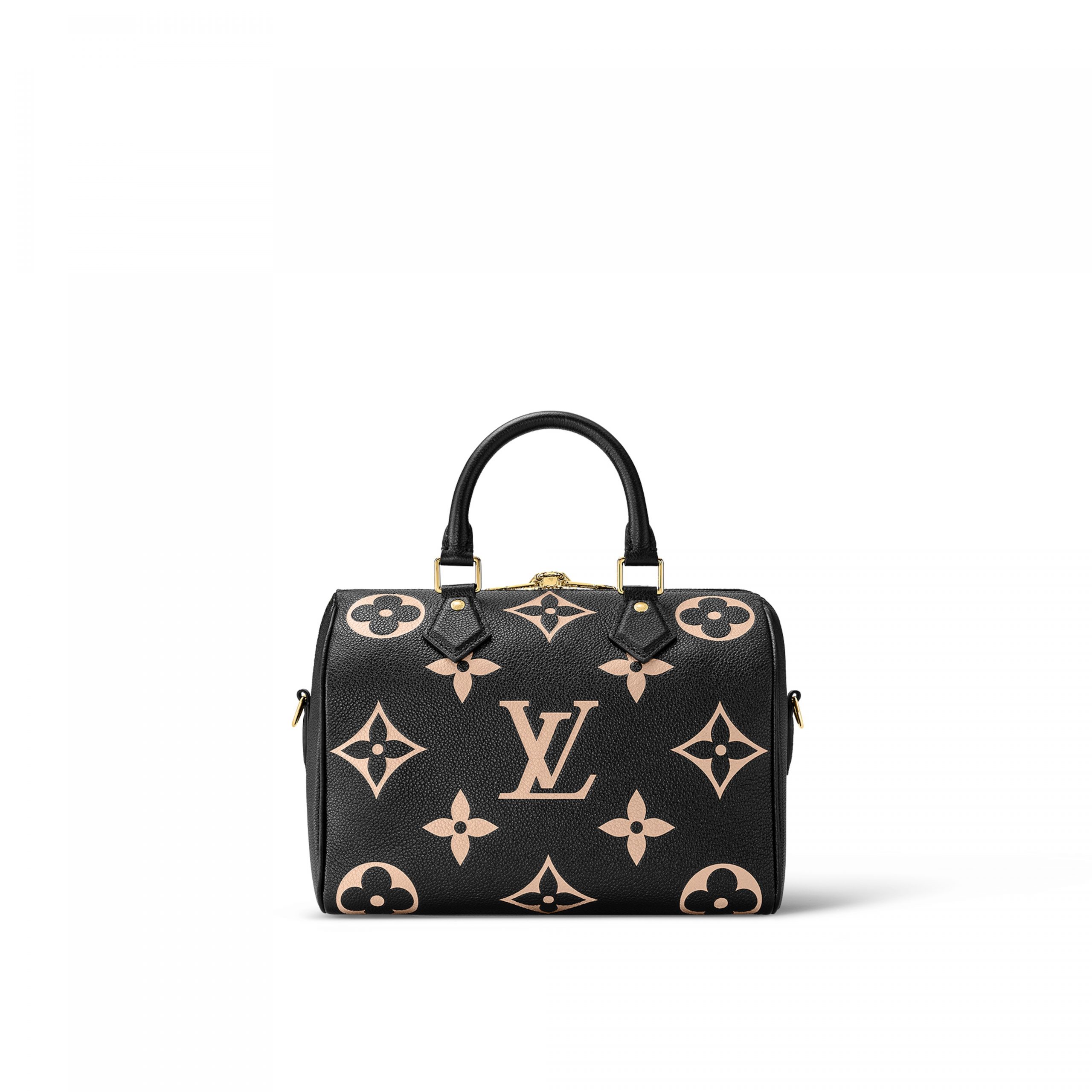 Lvlenka Louis Vuitton M58947 Speedy Bandoulière 25 Bicolor Monogram Empreinte Leather Black Beige