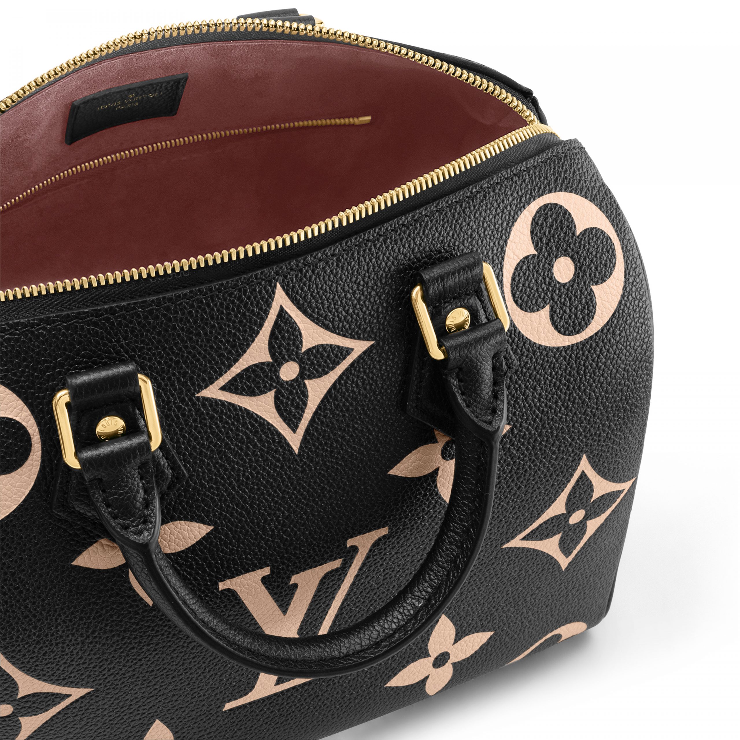 Lvlenka Louis Vuitton M58947 Speedy Bandoulière 25 Bicolor Monogram Empreinte Leather Black Beige