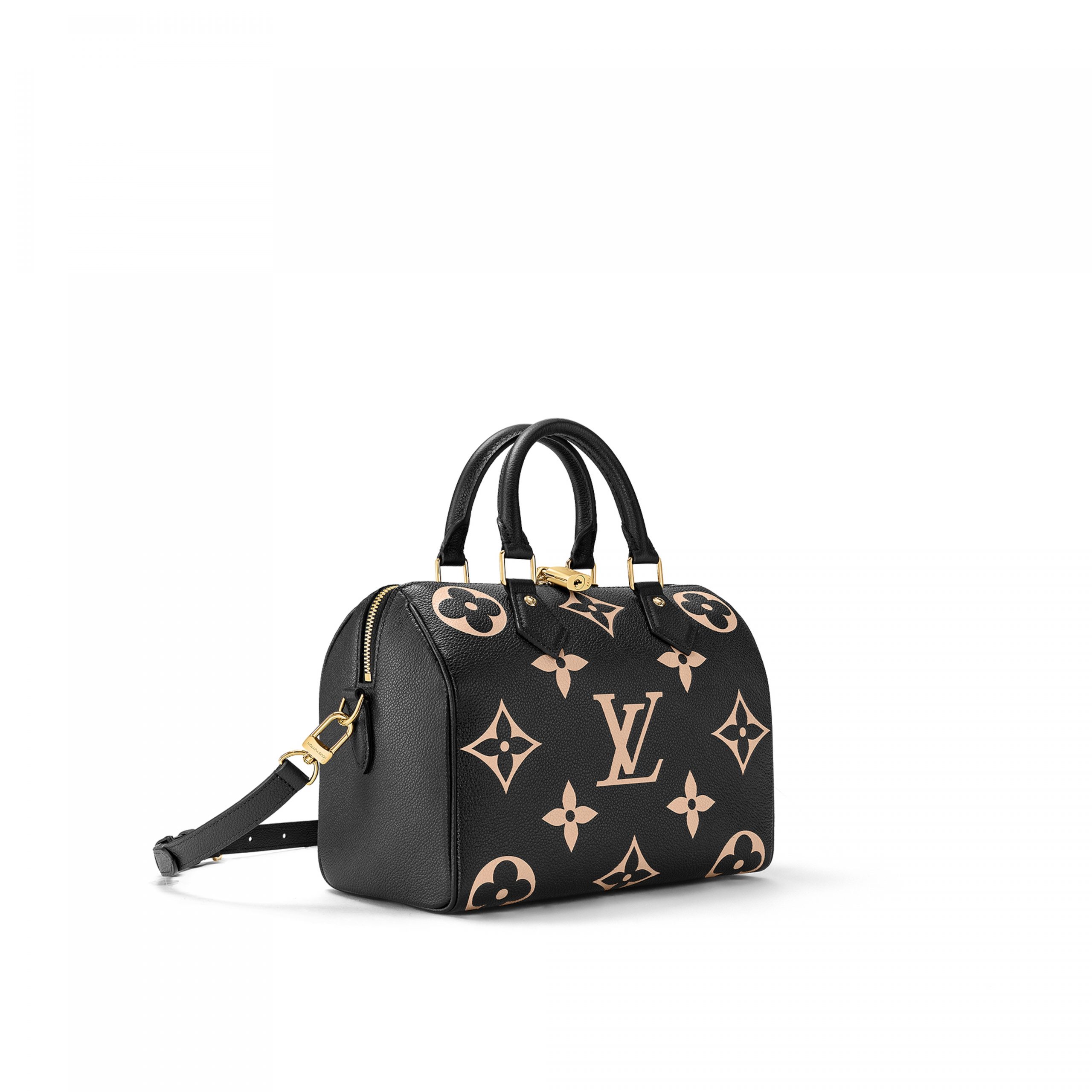 Lvlenka Louis Vuitton M58947 Speedy Bandoulière 25 Bicolor Monogram Empreinte Leather Black Beige