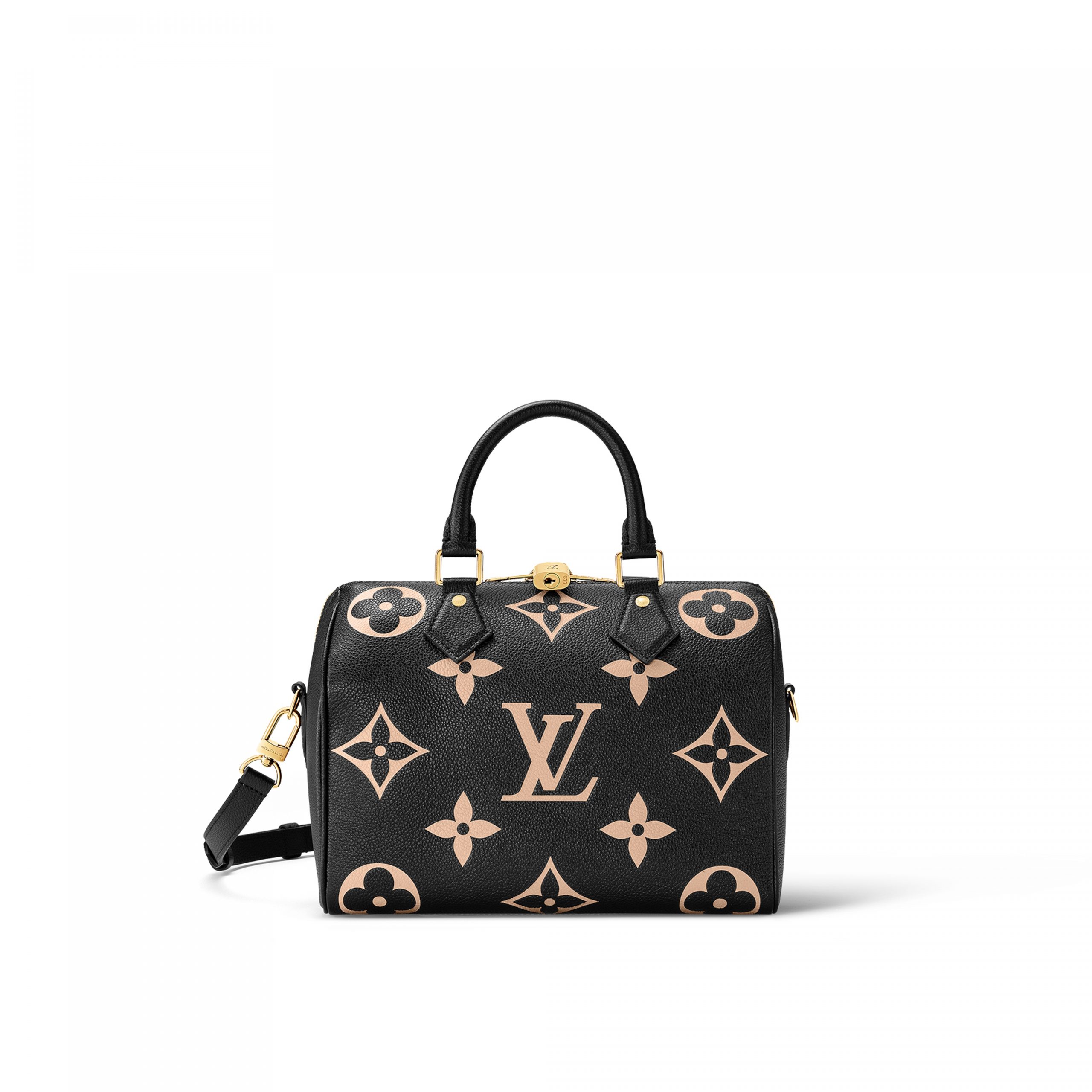 Lvlenka Louis Vuitton M58947 Speedy Bandoulière 25 Bicolor Monogram Empreinte Leather Black Beige