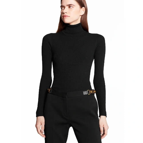1A82IU Slim black stretchy wool trousers