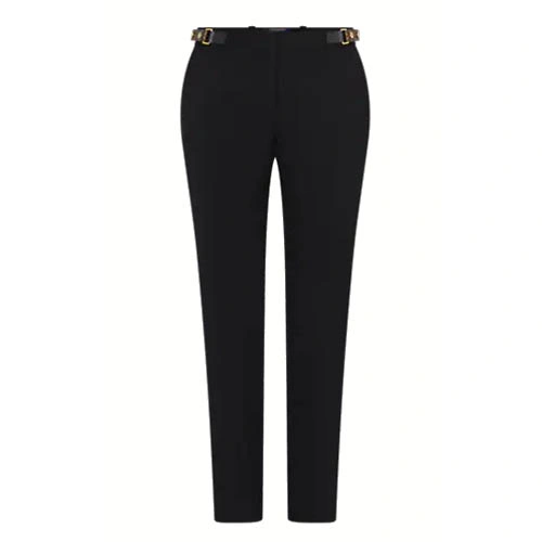 1A82IU Slim black stretchy wool trousers