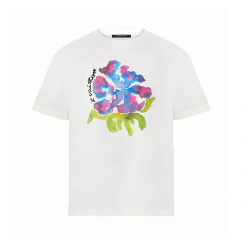 1A9GP3  Floral printed off-the-shoulder T-shirt