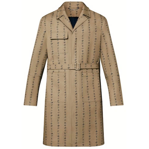 1A9JXY  Striped lace-up overcoat