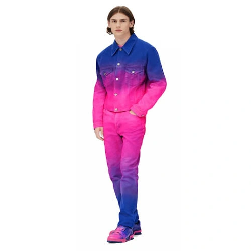 1A9T3D Gradient denim bomber jacket