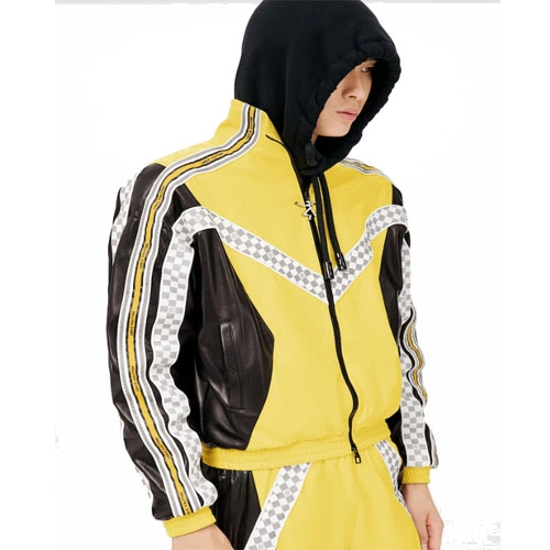 1A9UI1 Leather sport waist jacket